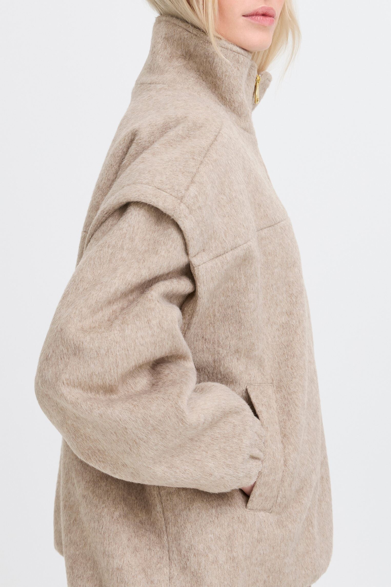 Fleece truien BYBECILA JACKET dames beige B-Young Fleece truien BYBECILA JACKET dames beige String Melange