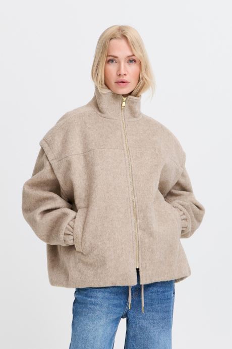 B-Young Fleece truien BYBECILA JACKET dames beige