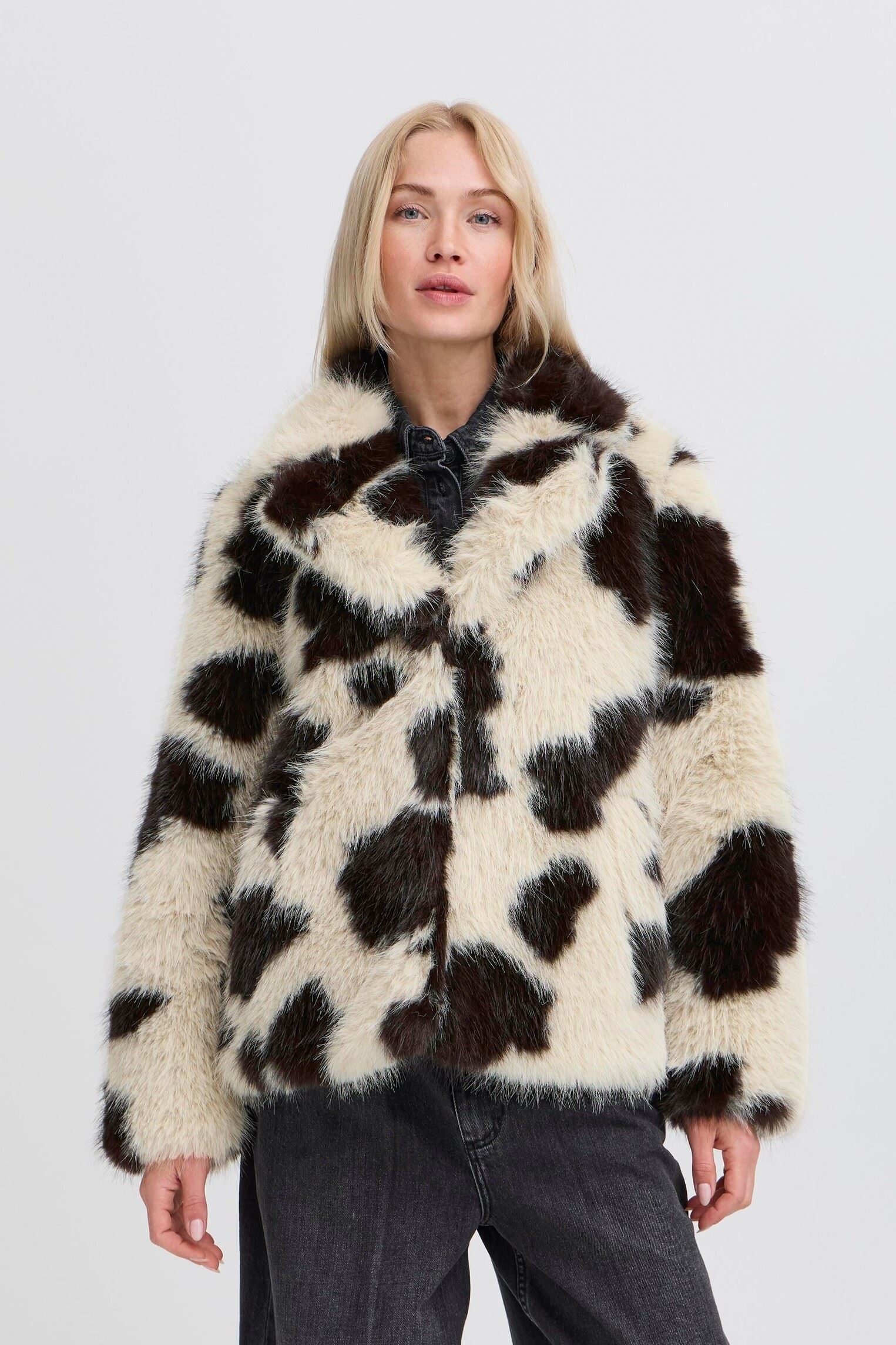 Mantels BYBEMIO COAT dames beige B-Young Mantels BYBEMIO COAT dames beige BIRK COW FAKE FUR