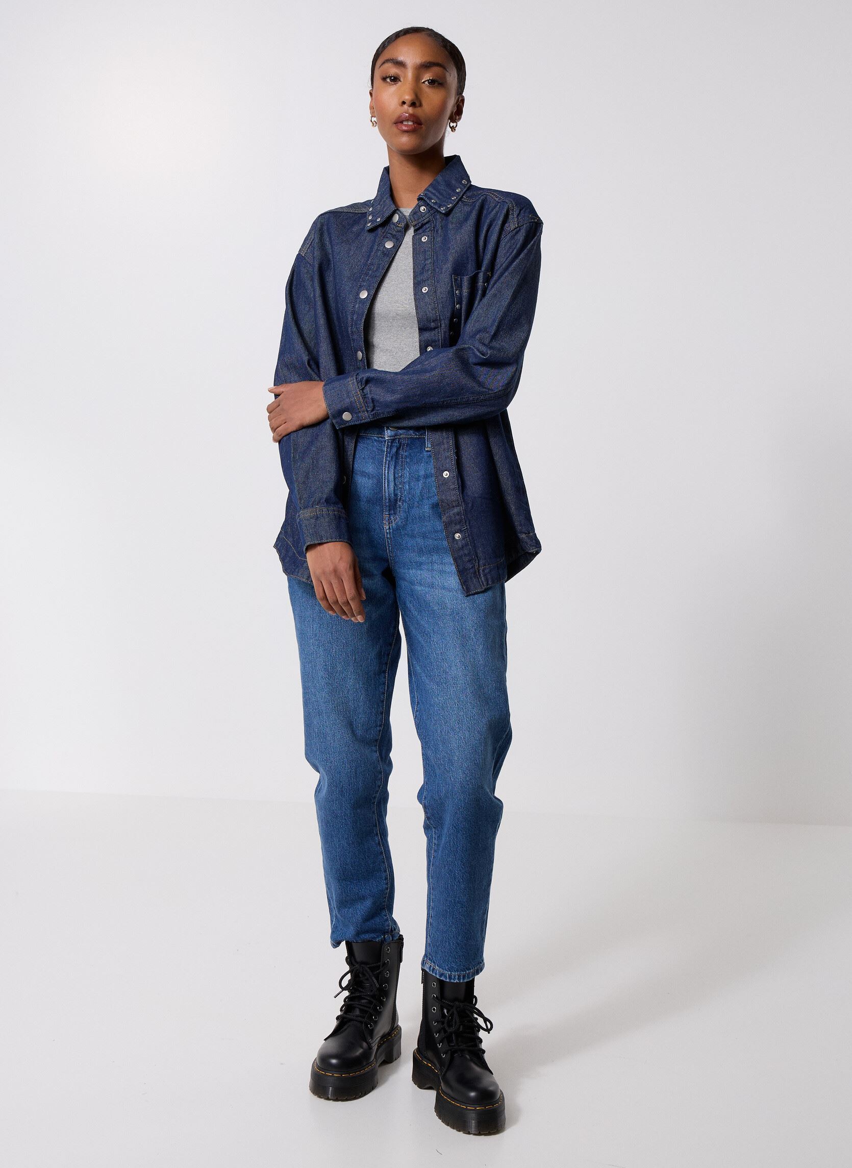 Langarm-Hemden BYKAYJA SHIRT damen blau B-Young Langarm-Hemden BYKAYJA SHIRT damen blau Dark Blue Denim