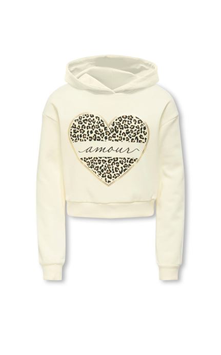Kids Only Sweats à capuche Kogcooper Life Heart Ls Hoodie Swt Noos fille blanc