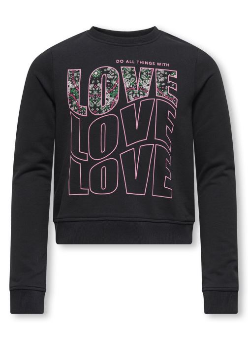 Kids Only Sweats à capuche Kogceleste Life L/S Short O-Neck Fr Swt fille noir