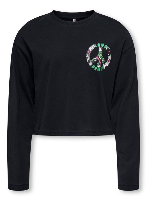 Kids Only Tee-shirts manches longues Kogoli Life Peace Loose L/S Top Fr Jrs fille noir