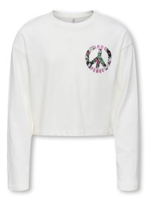 T-shirt a maniche lunghe Kogoli Life Peace Loose L/S Top Fr Jrs bambina bianco Kids Only T-shirt a maniche lunghe Kogoli Life Peace Loose L/S Top Fr Jrs bambina bianco CLOUD DANCER