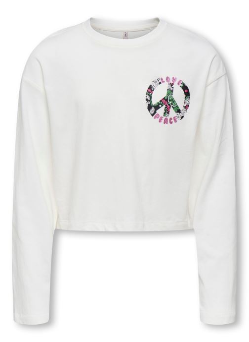 Kids Only T-shirts met lange mouwen Kogoli Life Peace Loose L/S Top Fr Jrs meisjes wit