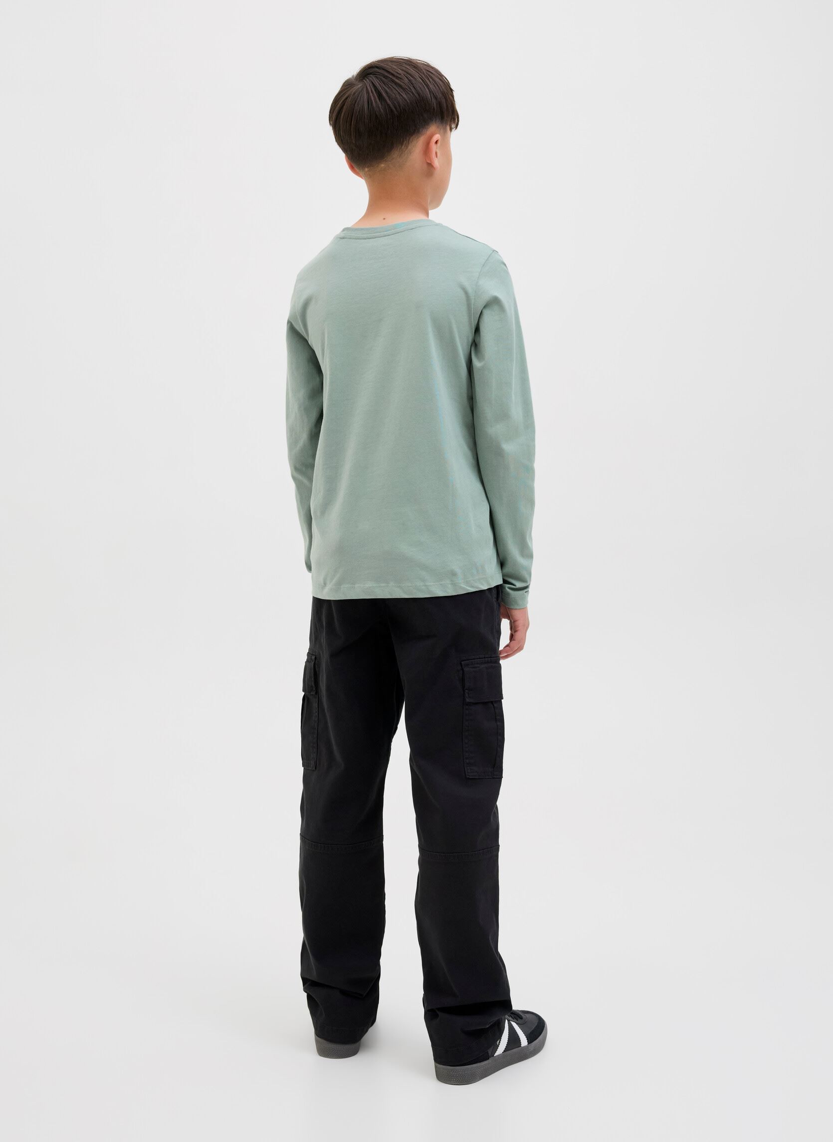 Tee-shirts manches longues Jjgeplas Tee Ls Crew Neck Jnr garçon vert Jack & Jones Tee-shirts manches longues Jjgeplas Tee Ls Crew Neck Jnr garçon vert ICEBERG GREEN