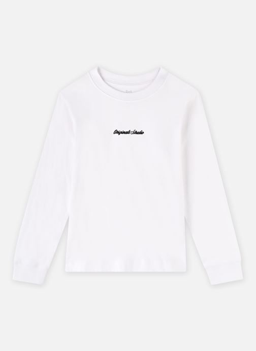 Jack & Jones Langarm-T-Shirts Jornorrebro Emb Tee Ls Crew Neck Jnr jungen weiß