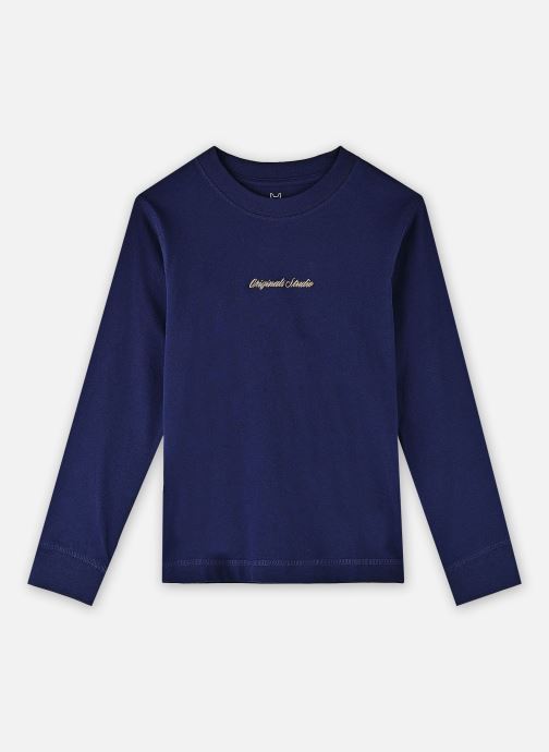 Jack & Jones Langarm-T-Shirts Jornorrebro Emb Tee Ls Crew Neck Jnr jungen blau