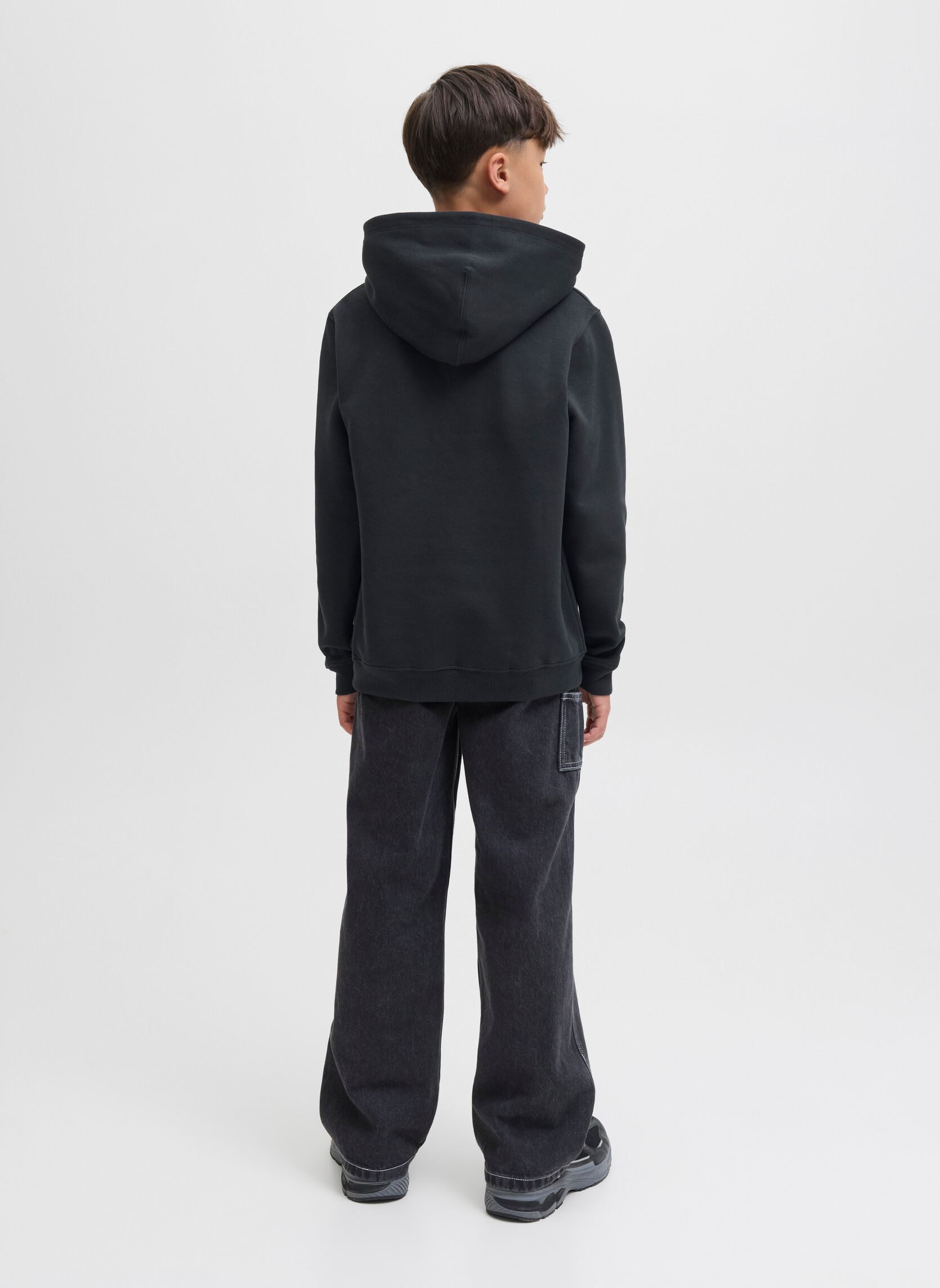 Kapuzenpullover Jorinwood Block Branding Sweat Noos Jnr jungen schwarz Jack & Jones Kapuzenpullover Jorinwood Block Branding Sweat Noos Jnr jungen schwarz BLACK