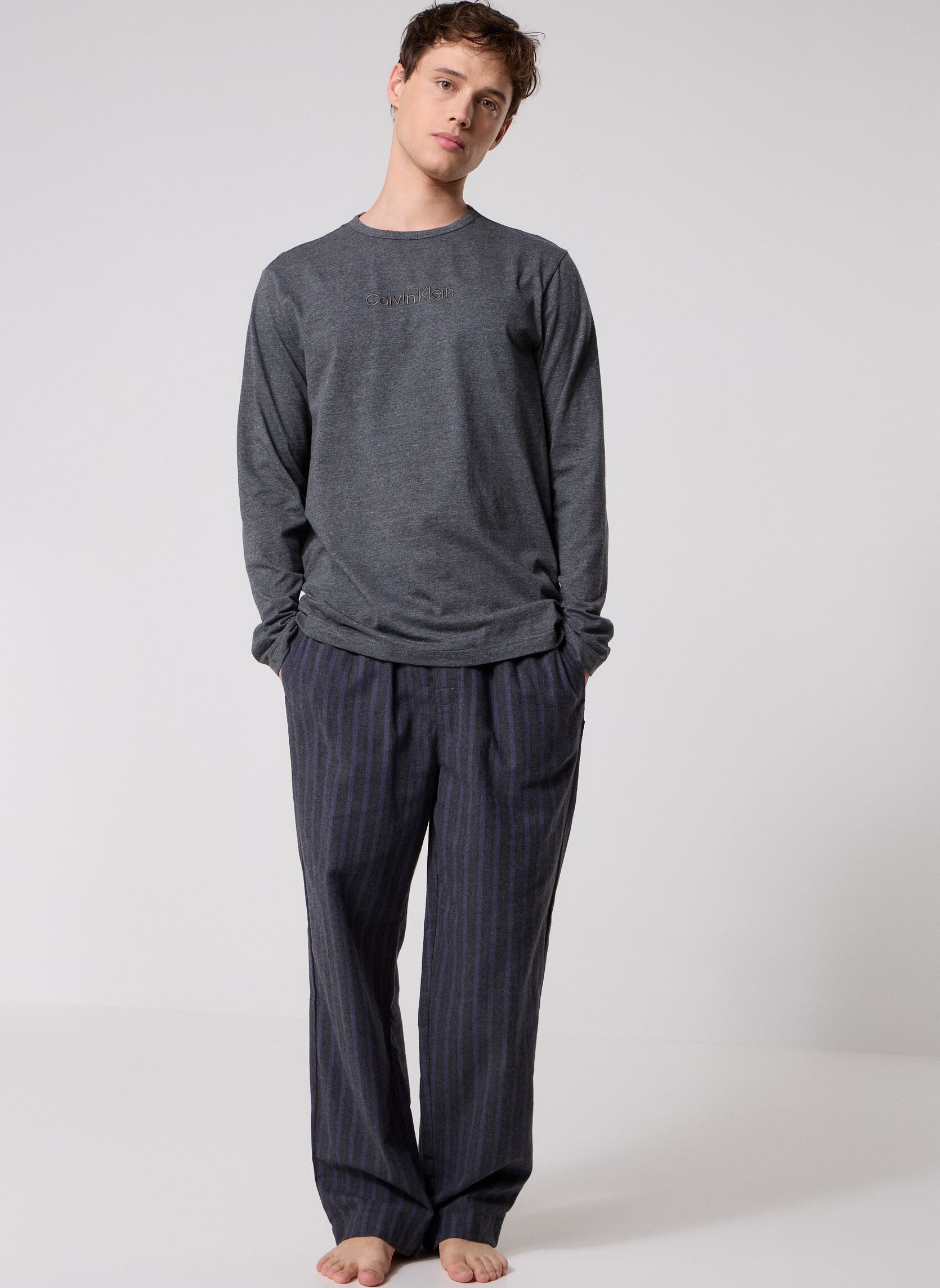 Pyjama long en coton pantalon rayé - vue 2