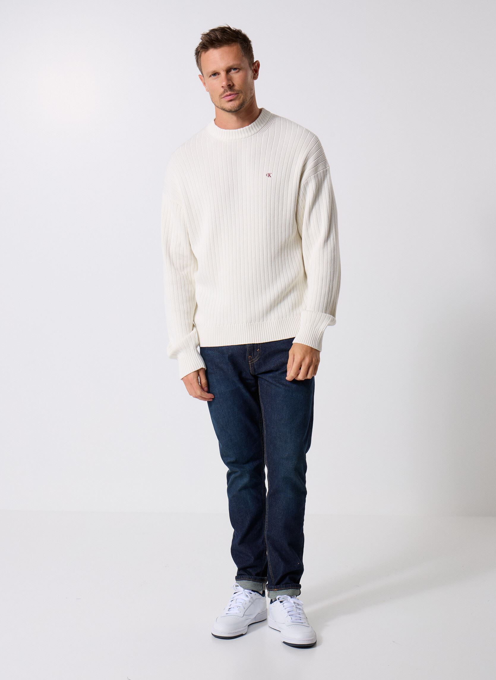 Pullover Ls Vertical Texture LV04RD314G herren weiß Calvin Klein Jeans Pullover Ls Vertical Texture LV04RD314G herren weiß WHITE
