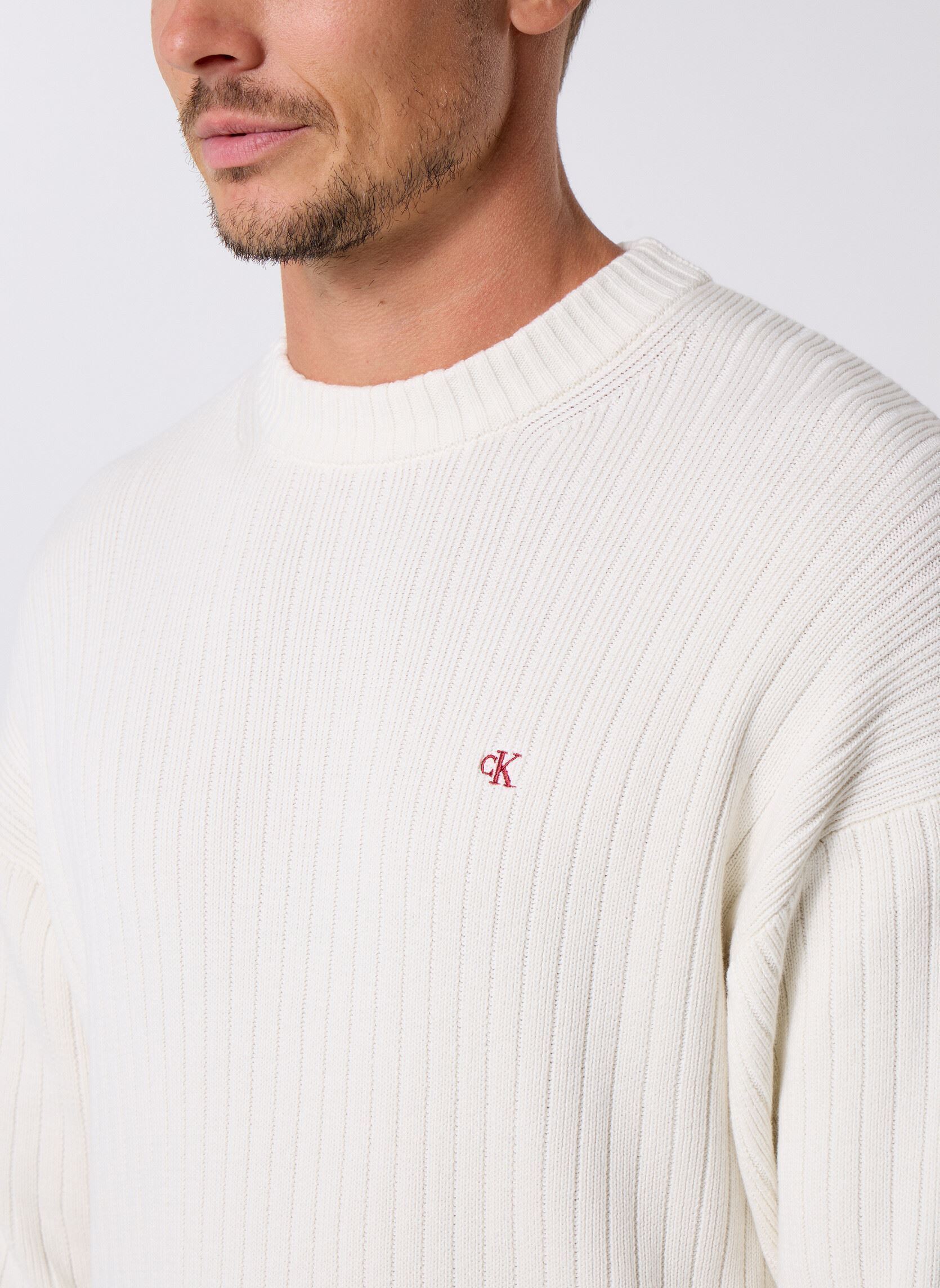 Pullover Ls Vertical Texture LV04RD314G herren weiß Calvin Klein Jeans Pullover Ls Vertical Texture LV04RD314G herren weiß WHITE