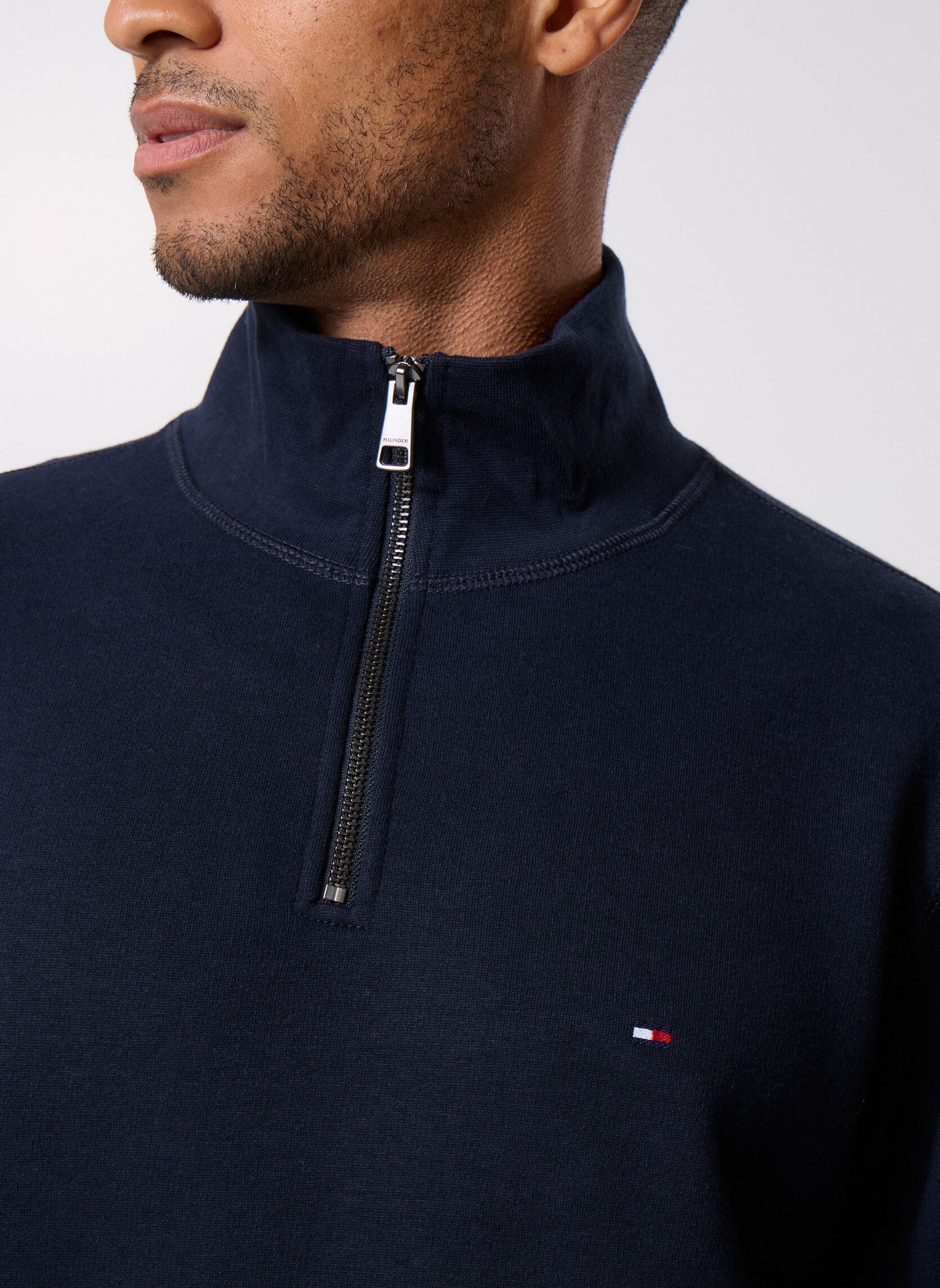 Sweats zippés Essential Fleece 1/4 MW0MW37233 homme bleu Tommy Hilfiger Sweats zippés Essential Fleece 1/4 MW0MW37233 homme bleu NAVY BLUE