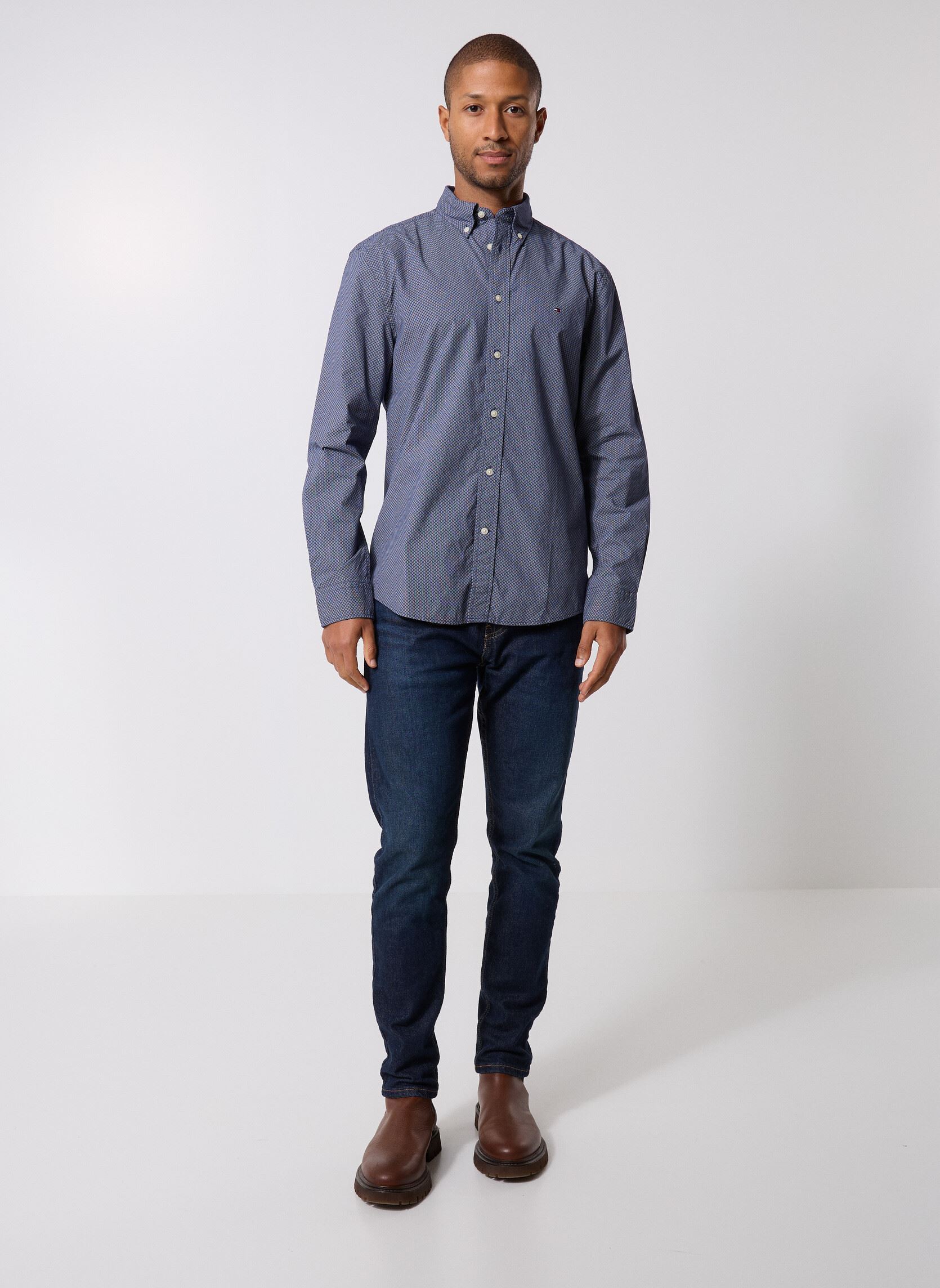 Hemden Flex Poplin Micro Rf MW0MW40455 herren blau Tommy Hilfiger Hemden Flex Poplin Micro Rf MW0MW40455 herren blau BLUE