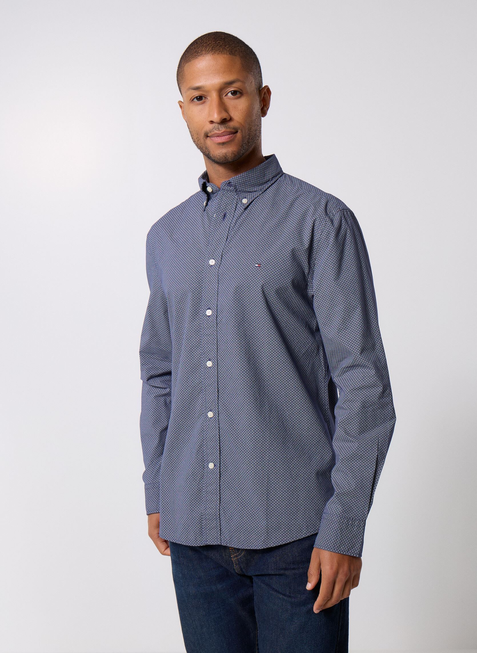 Hemden Flex Poplin Micro Rf MW0MW40455 herren blau Tommy Hilfiger Hemden Flex Poplin Micro Rf MW0MW40455 herren blau BLUE