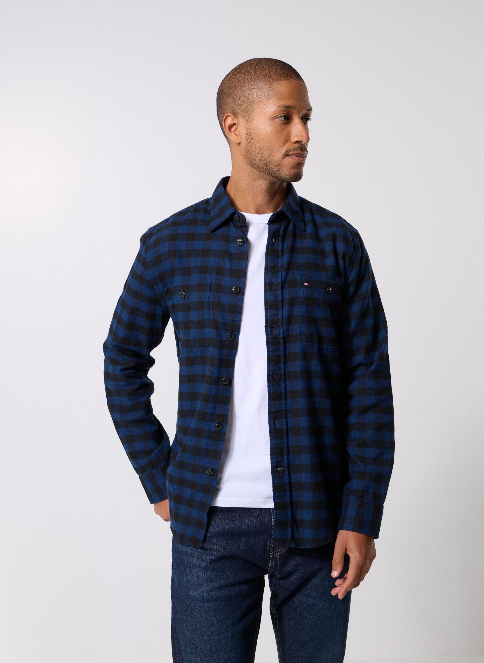 Vêtements Tommy Hilfiger Buffalo Check Rf Shi MW0MW41496 pour Homme