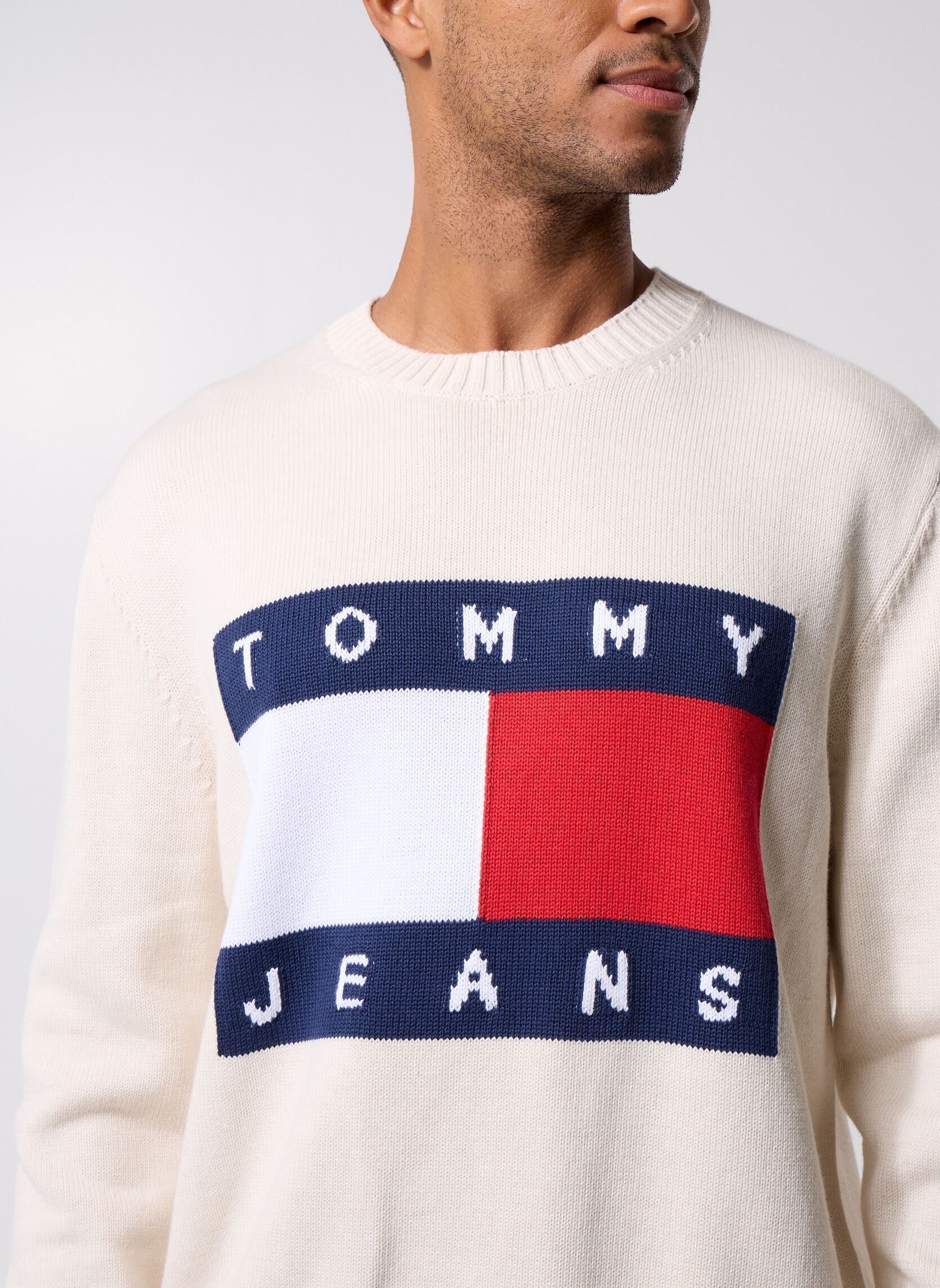 Truien Tjm Reg Melange Flag DM0DM22105 heren beige Tommy Jeans Truien Tjm Reg Melange Flag DM0DM22105 heren beige BEIGE
