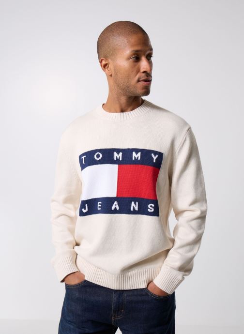 Tommy Jeans Truien Tjm Reg Melange Flag DM0DM22105 heren beige