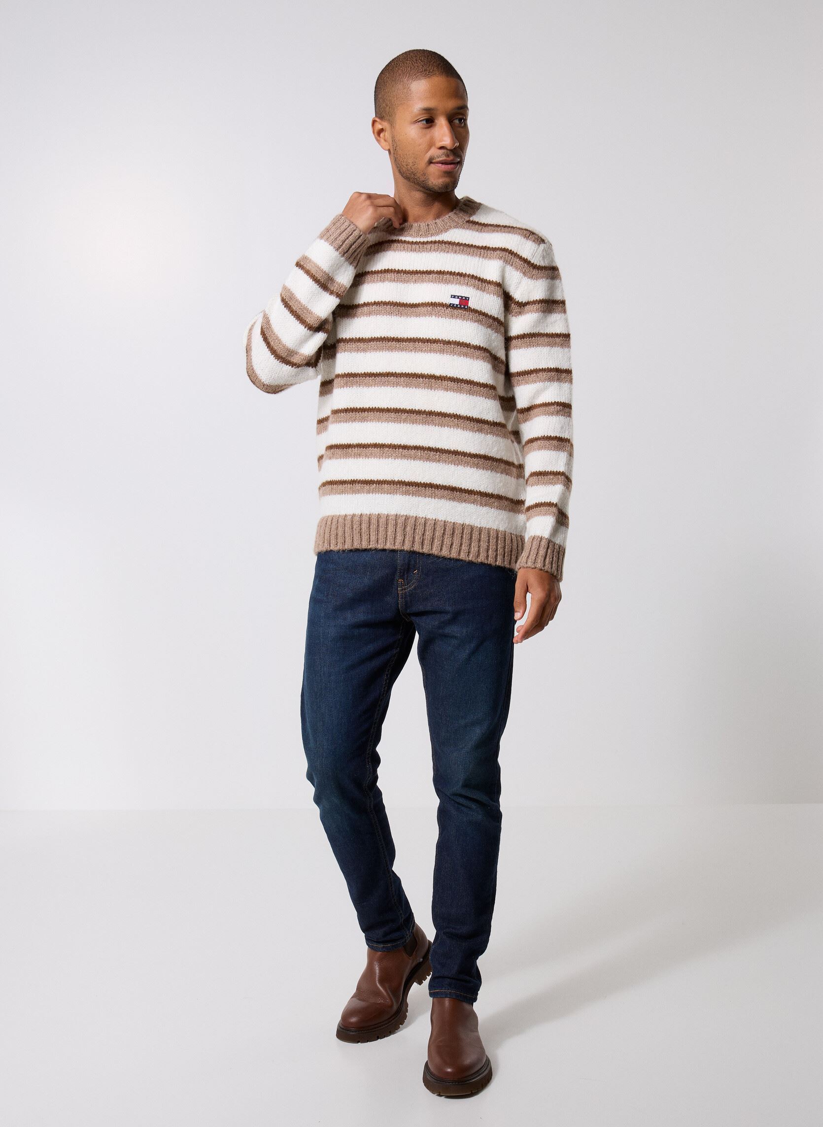 Pullover Tjm Reg Brshd Strpe DM0DM22109 herren beige Tommy Jeans Pullover Tjm Reg Brshd Strpe DM0DM22109 herren beige BEIGE