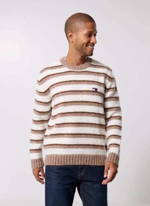 Tommy Jeans Pulls Tjm Reg Brshd Strpe DM0DM22109 homme beige