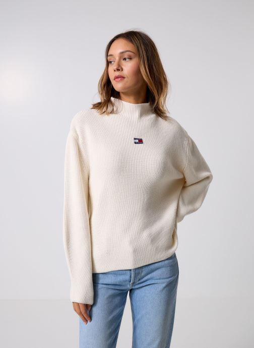 Tommy Jeans Pulls Tjw Mockneck Badge S DW0DW21676 femme blanc