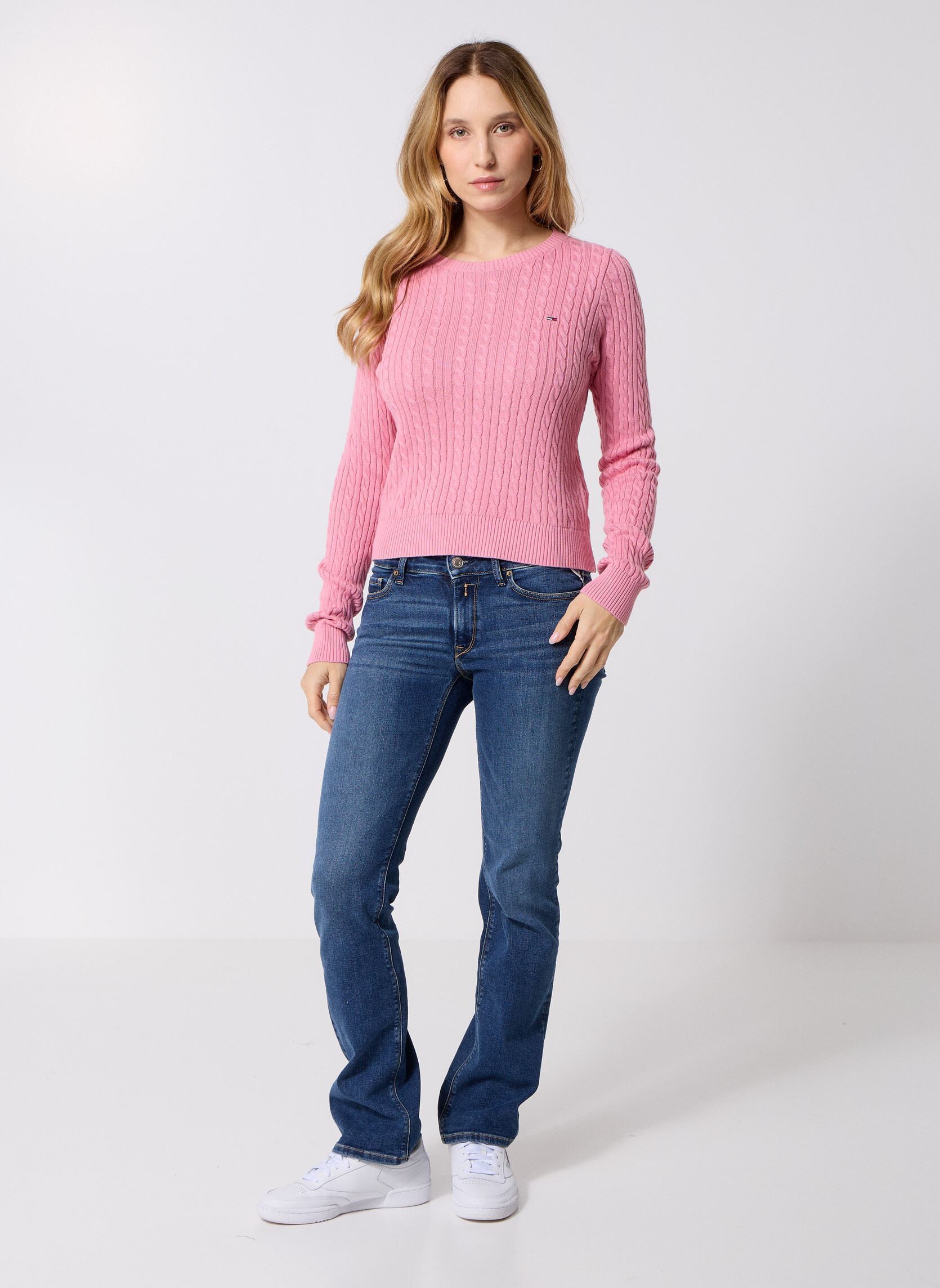 Pulls Tjw Cable Essential DW0DW22165 femme rose Tommy Jeans Pulls Tjw Cable Essential DW0DW22165 femme rose PINK