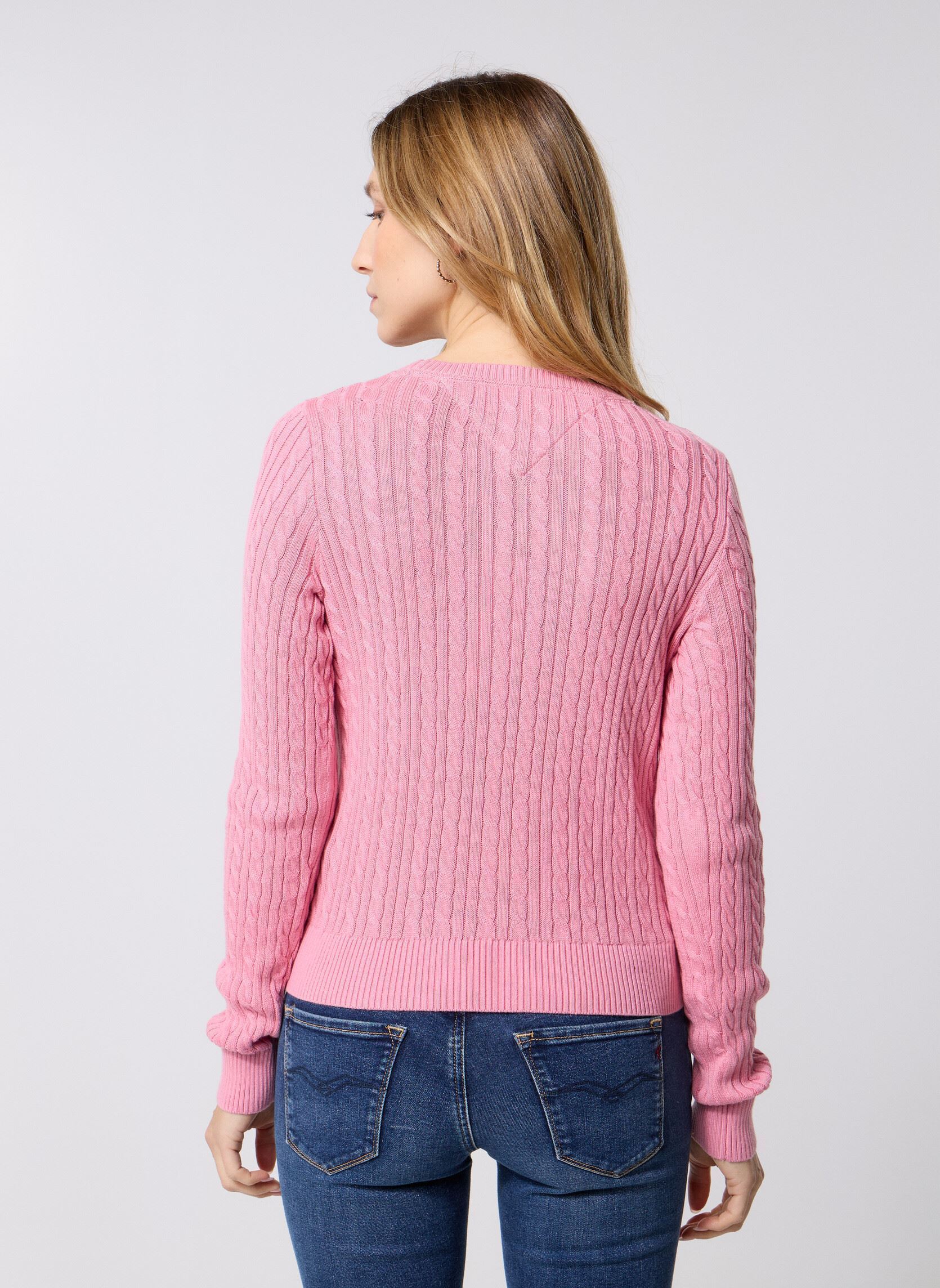 Pulls Tjw Cable Essential DW0DW22165 femme rose Tommy Jeans Pulls Tjw Cable Essential DW0DW22165 femme rose PINK