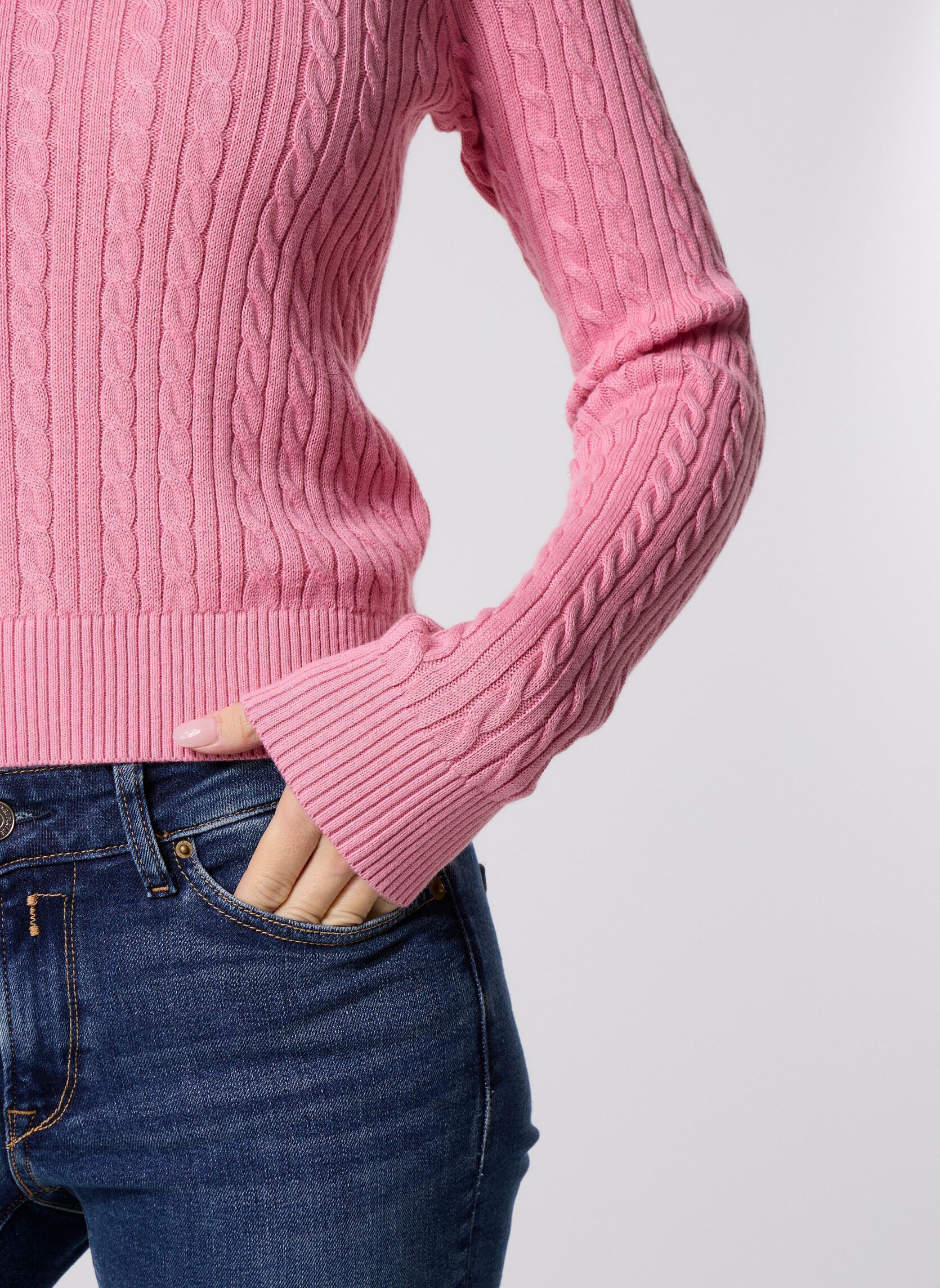 Pulls Tjw Cable Essential DW0DW22165 femme rose Tommy Jeans Pulls Tjw Cable Essential DW0DW22165 femme rose PINK