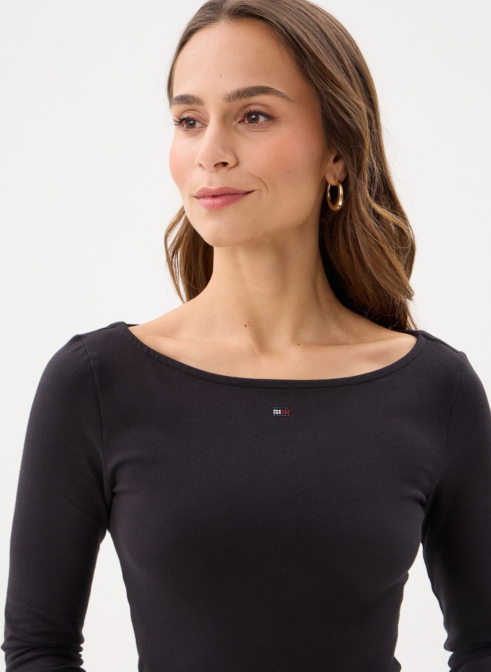 Langarm-T-Shirts Tjw Slim S Flag Blin DW0DW21548 damen schwarz Tommy Jeans Langarm-T-Shirts Tjw Slim S Flag Blin DW0DW21548 damen schwarz BLACK