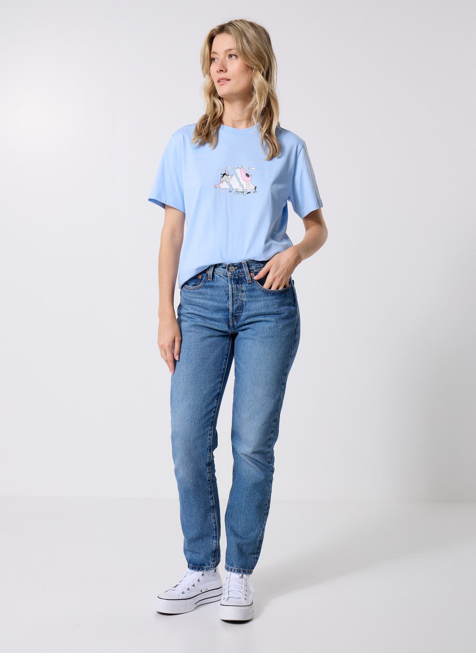 Tee-shirts manches courtes W DDL T femme bleu adidas sportswear Tee-shirts manches courtes W DDL T femme bleu GLOBLU