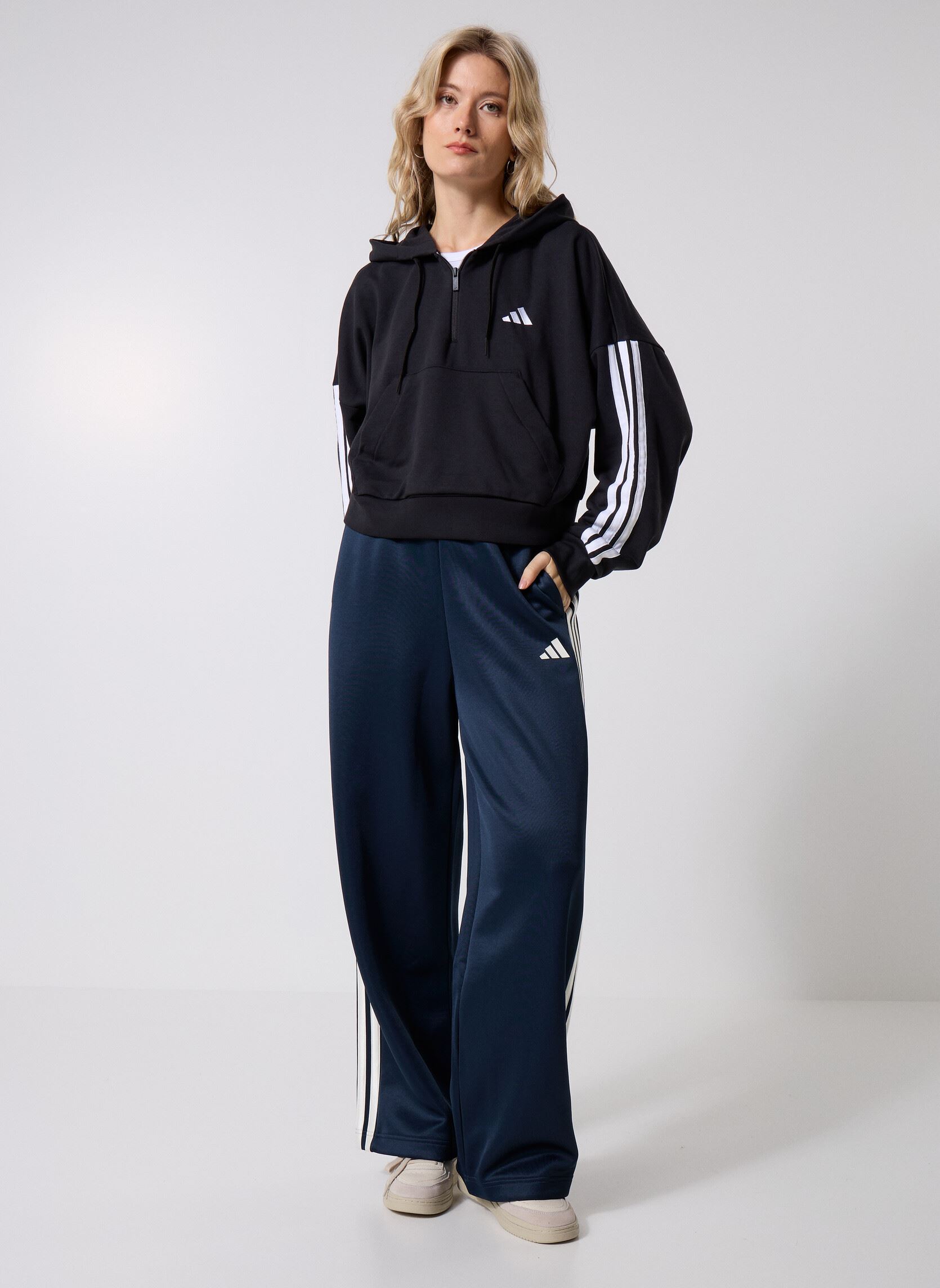 Truien W 3S FT QZ HD dames zwart adidas sportswear Truien W 3S FT QZ HD dames zwart Black/white