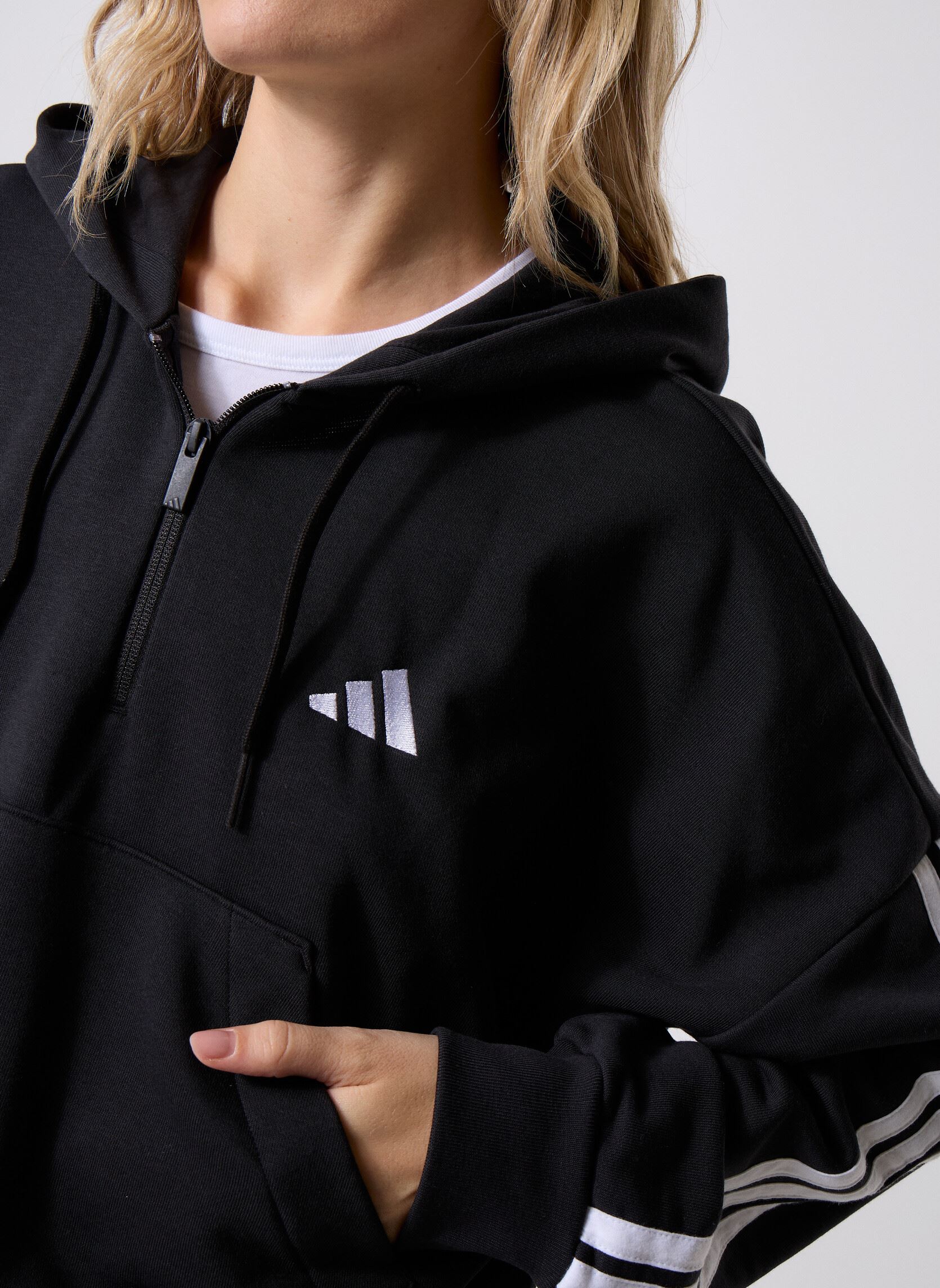 Truien W 3S FT QZ HD dames zwart adidas sportswear Truien W 3S FT QZ HD dames zwart Black/white
