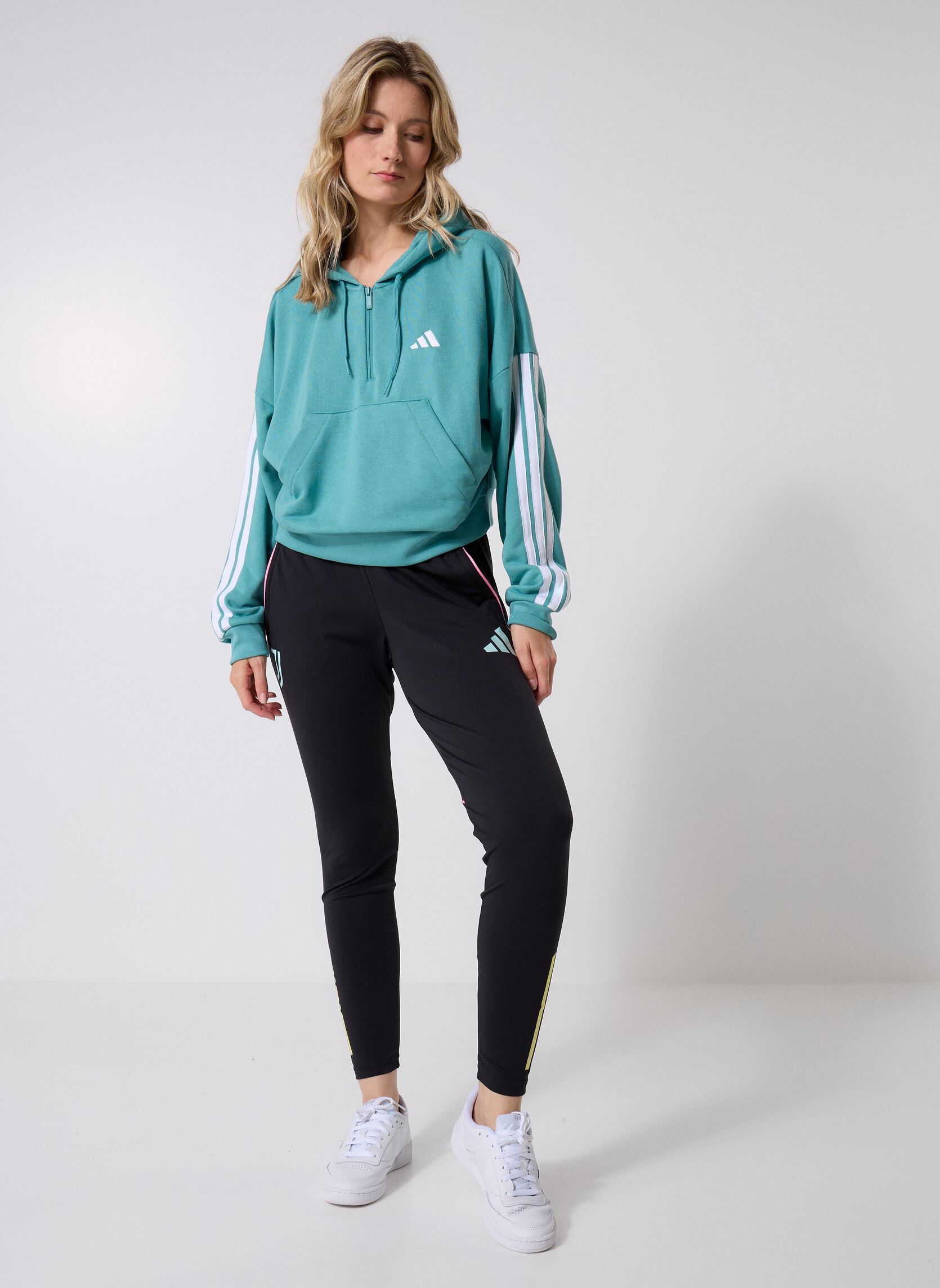 Pullover W 3S FT QZ HD damen blau adidas sportswear Pullover W 3S FT QZ HD damen blau POWTEEA/WHITE