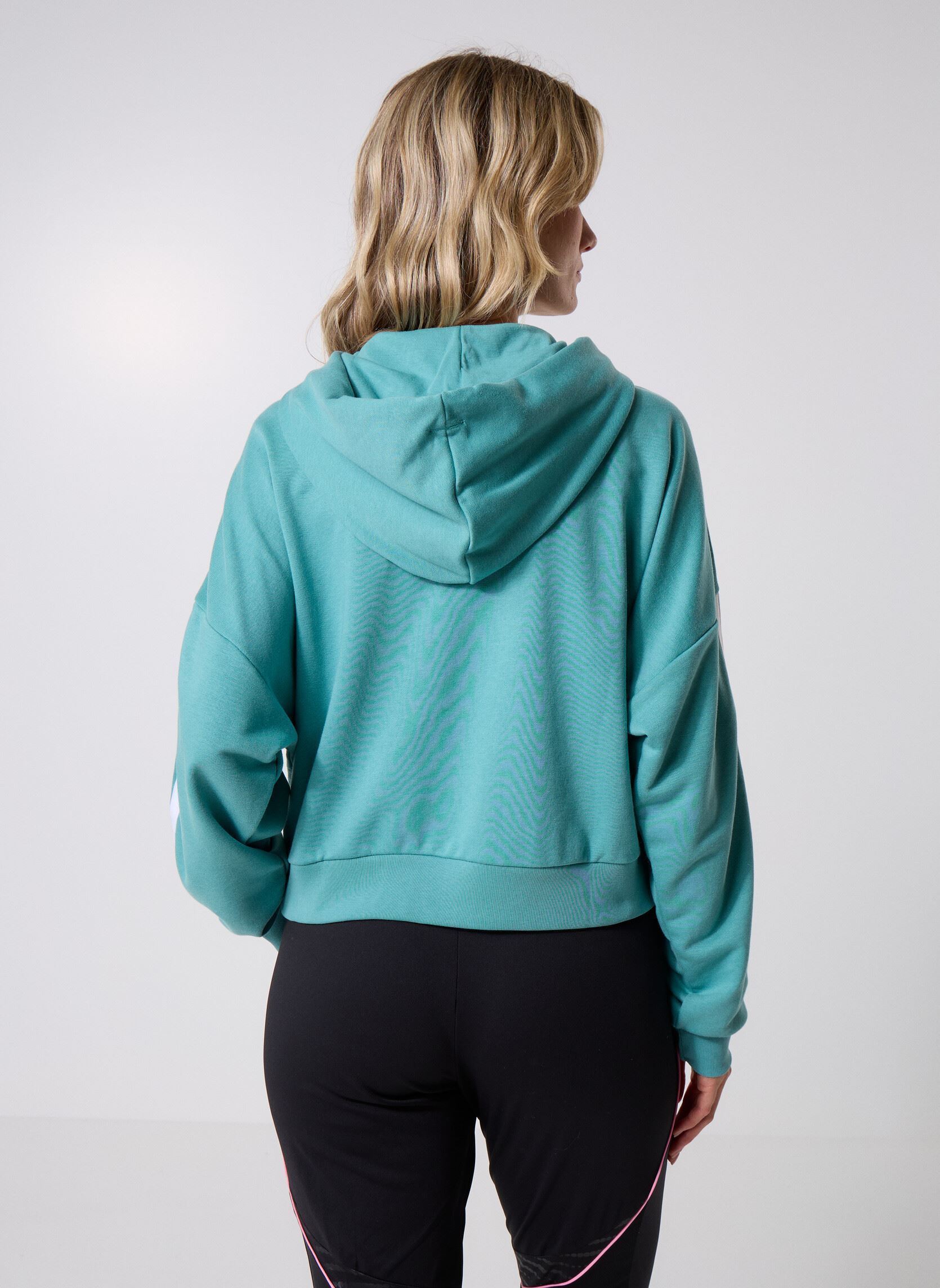 Pullover W 3S FT QZ HD damen blau adidas sportswear Pullover W 3S FT QZ HD damen blau POWTEEA/WHITE