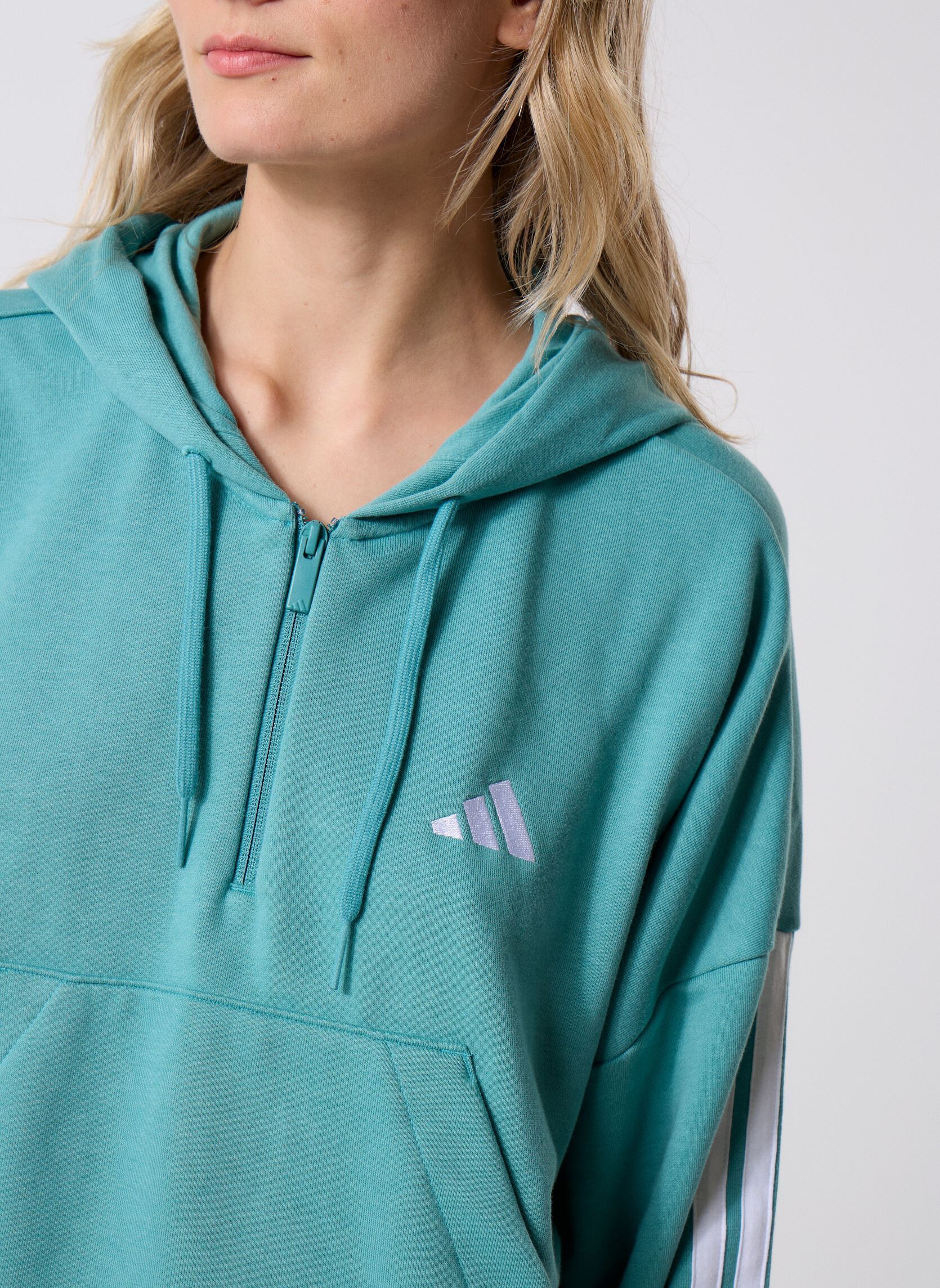 Pullover W 3S FT QZ HD damen blau adidas sportswear Pullover W 3S FT QZ HD damen blau POWTEEA/WHITE
