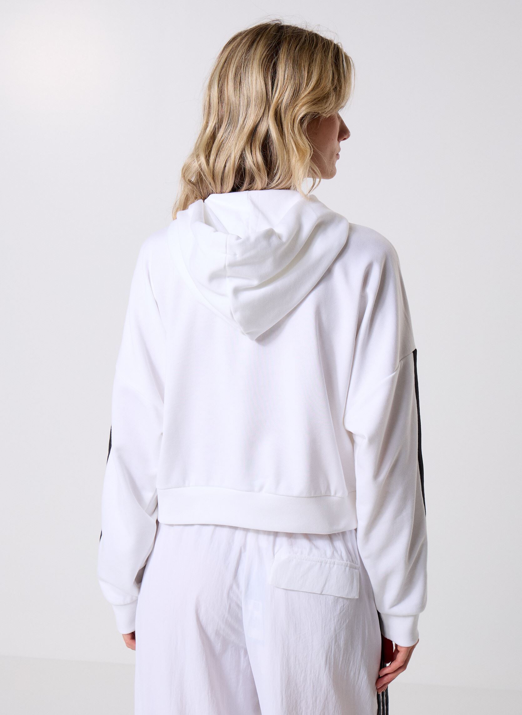 Pulls W 3S FT QZ HD femme blanc adidas sportswear Pulls W 3S FT QZ HD femme blanc White/black