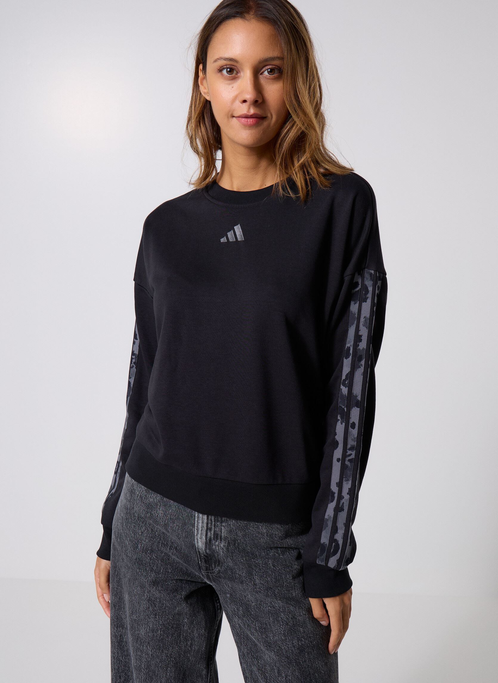 Sweatshirt femme adidas Animal Print French Terry 3 Stripes