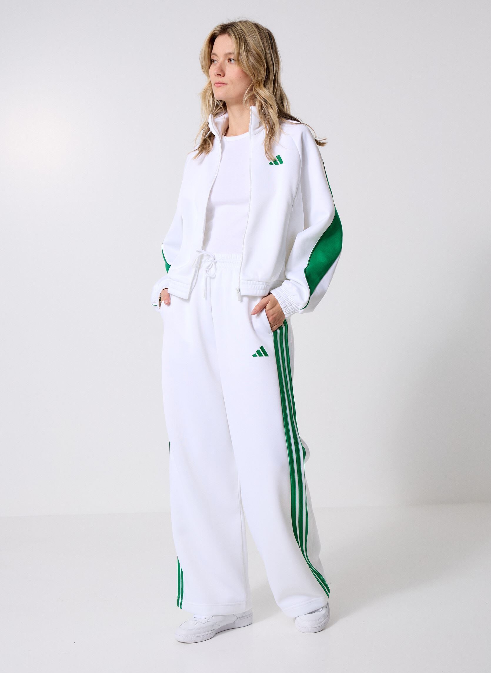 Sweaters met rits W STADIUM TT dames wit adidas sportswear Sweaters met rits W STADIUM TT dames wit White/green
