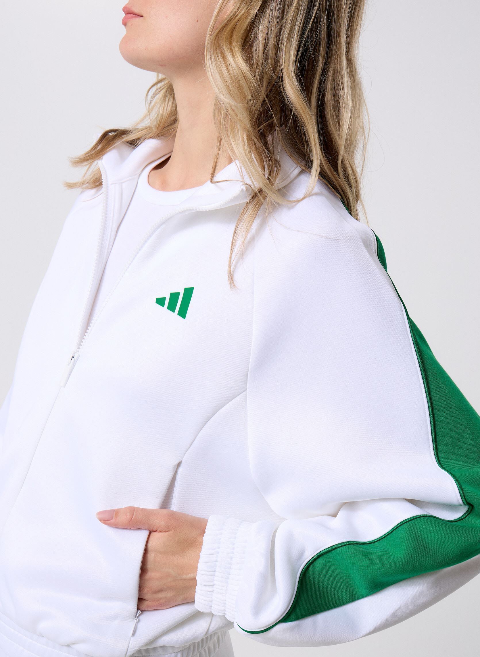 Sweaters met rits W STADIUM TT dames wit adidas sportswear Sweaters met rits W STADIUM TT dames wit White/green
