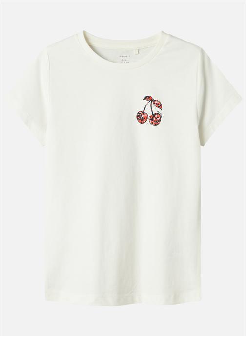 Name it Tee-shirts T-shirt coton biologique col rond manches courtes droit fille blanc