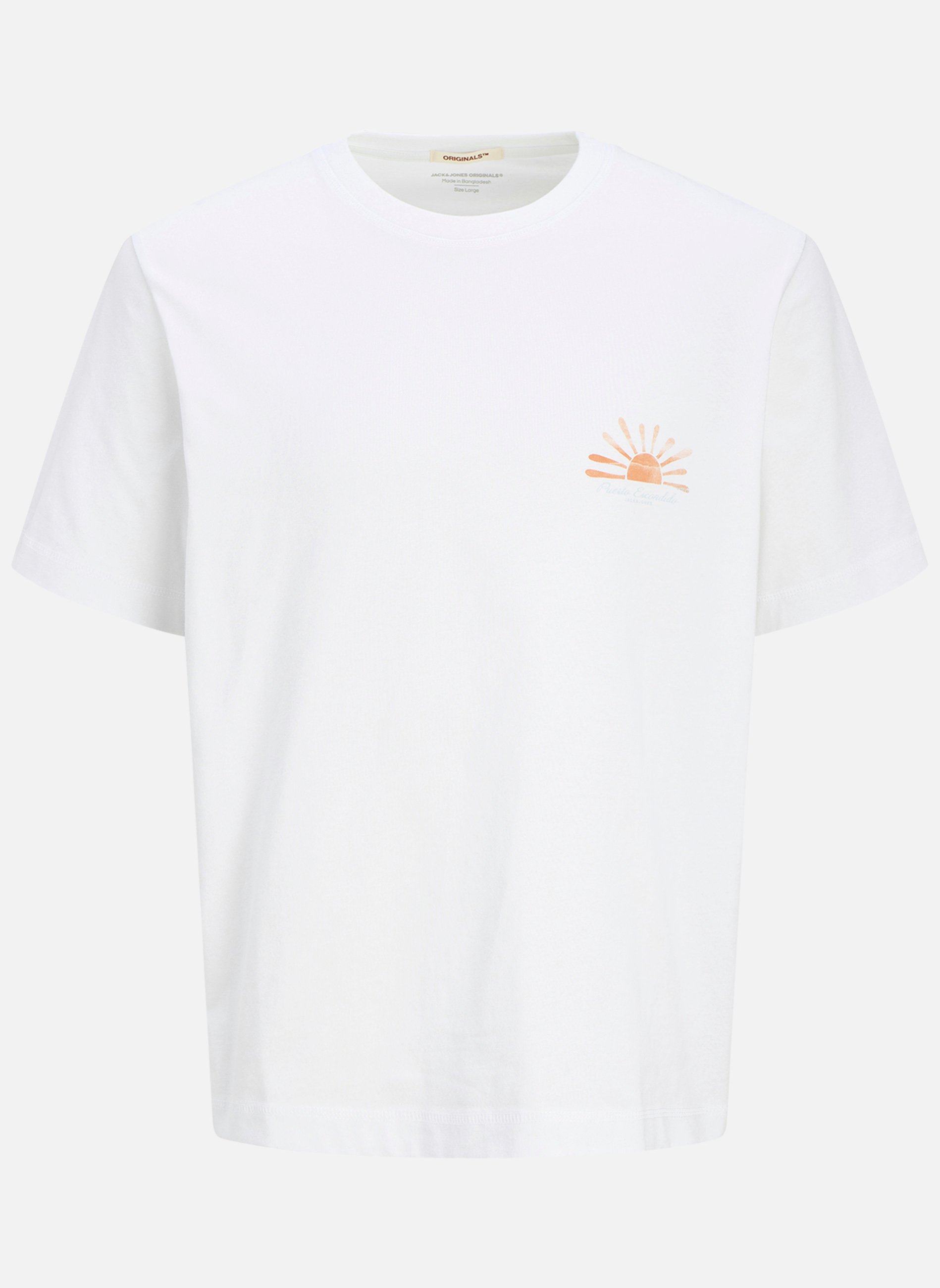 T-shirt Col V TIVE – Coton Bio 180 G/m², Logo Brodé Poitrine, Blanc Épuré