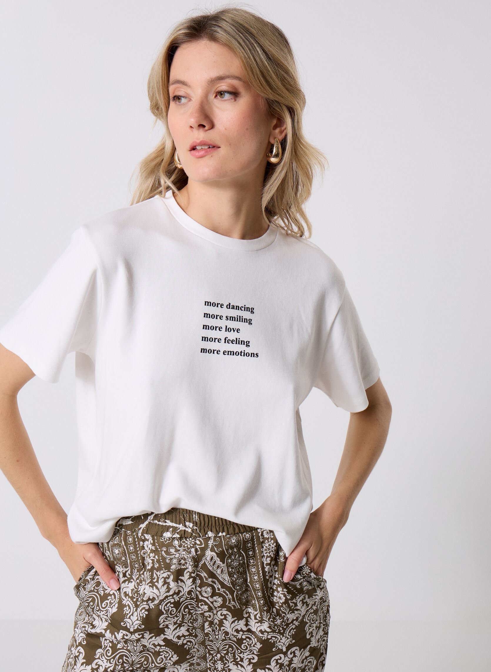 Tee-shirt IKKS Femme - Inscription White - Noir Et Blanc - Coton - Taille S