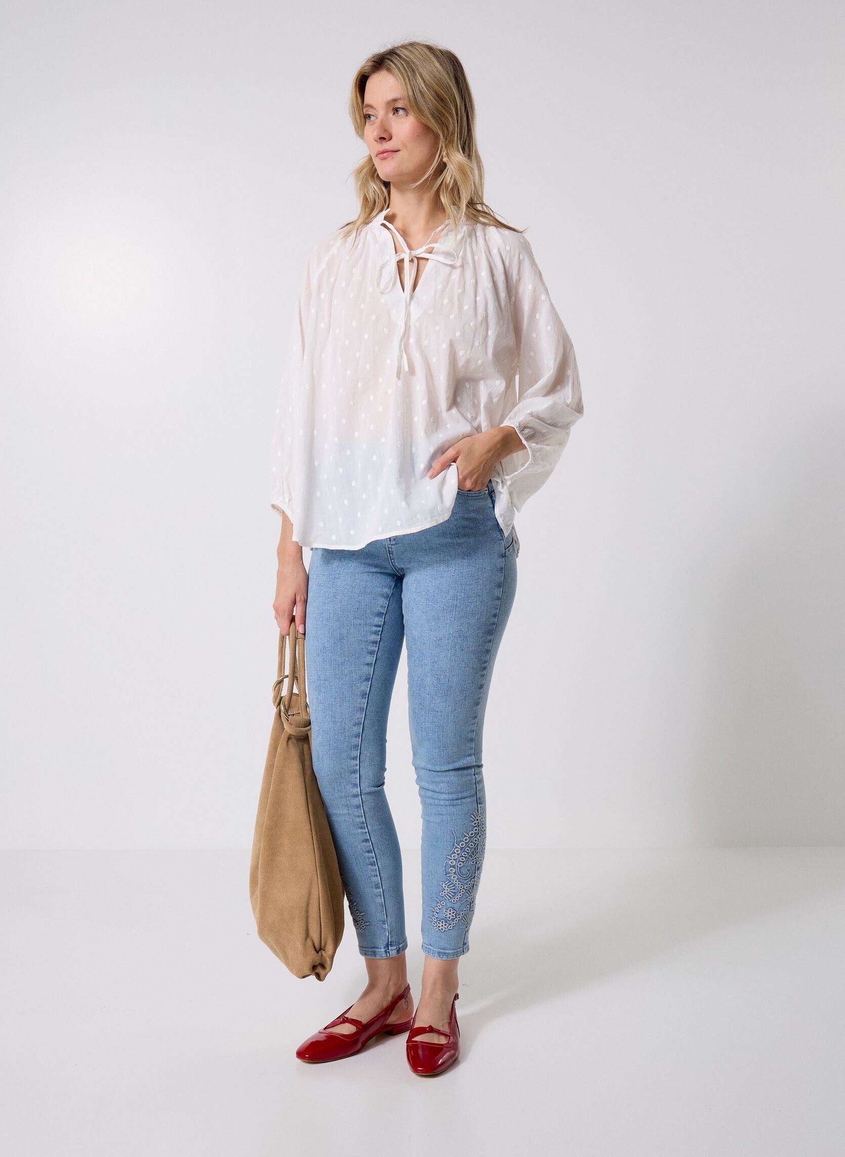 Rechte jeans / Straight Leg Jeans B229035 dames blauw IKKS Women Rechte jeans / Straight Leg Jeans B229035 dames blauw 43-TURQUOISE