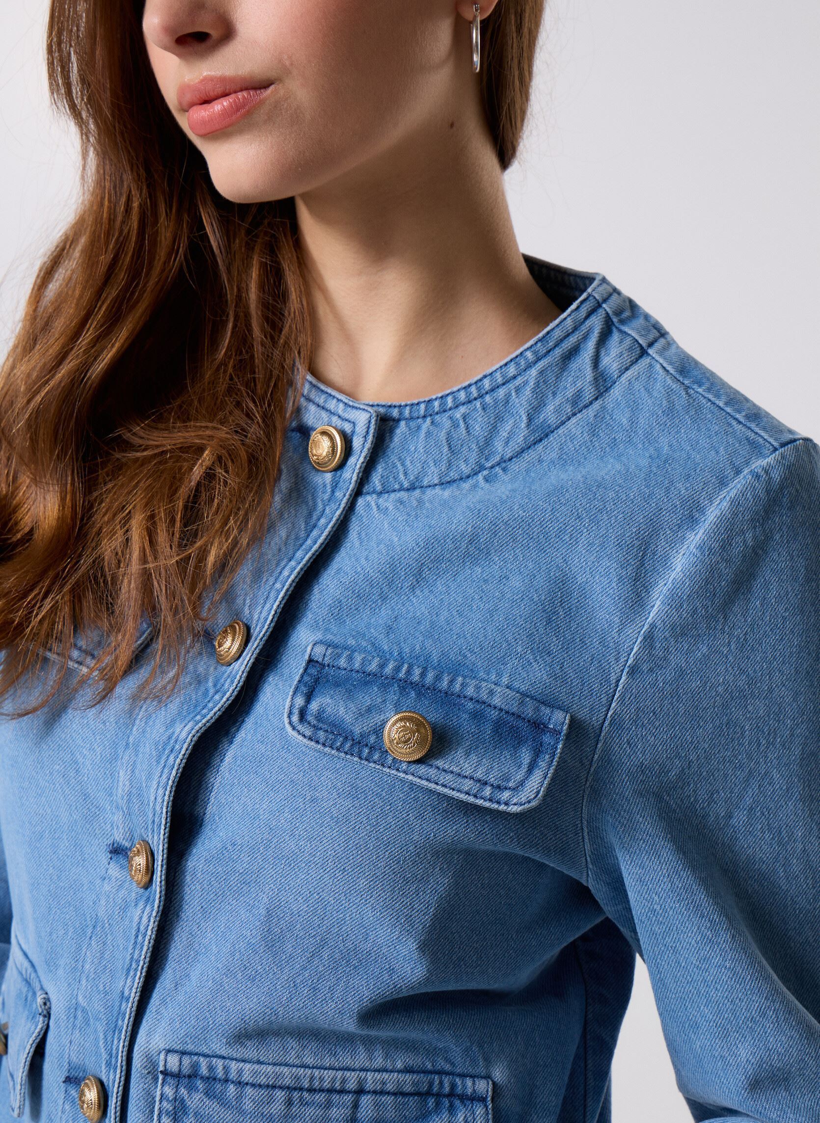 Chaquetas vaqueras B240025 mujer azul IKKS Women Chaquetas vaqueras B240025 mujer azul 43-TURQUOISE