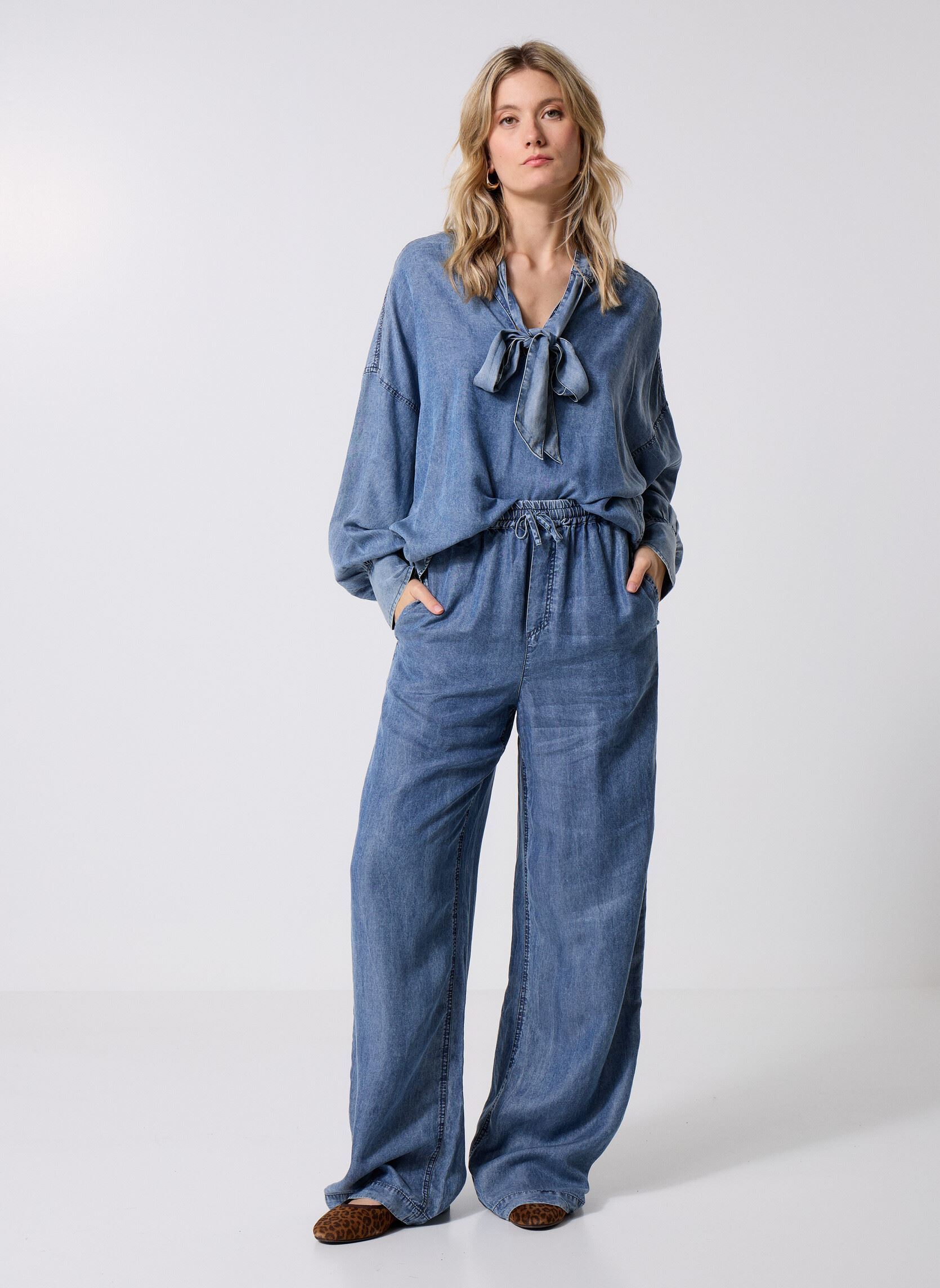 Wijde jeans / Flared Jeans B229125 dames blauw IKKS Women Wijde jeans / Flared Jeans B229125 dames blauw 45-BLEU ROI / COBALT