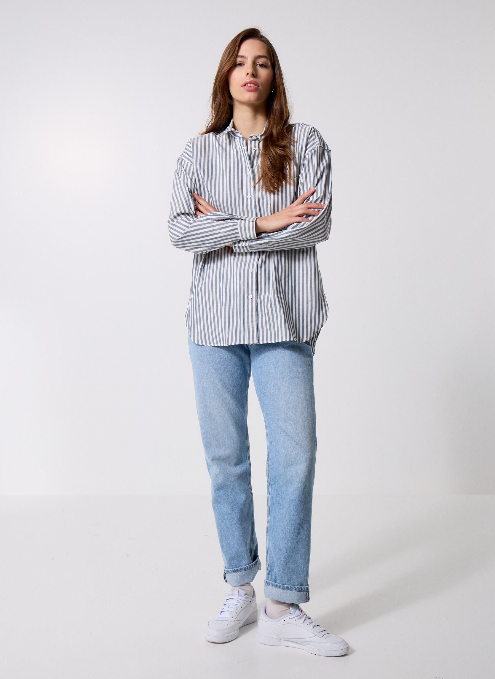 Chemises manches longues B212145 femme bleu IKKS Women Chemises manches longues B212145 femme bleu 42-BLEU GRISÉ
