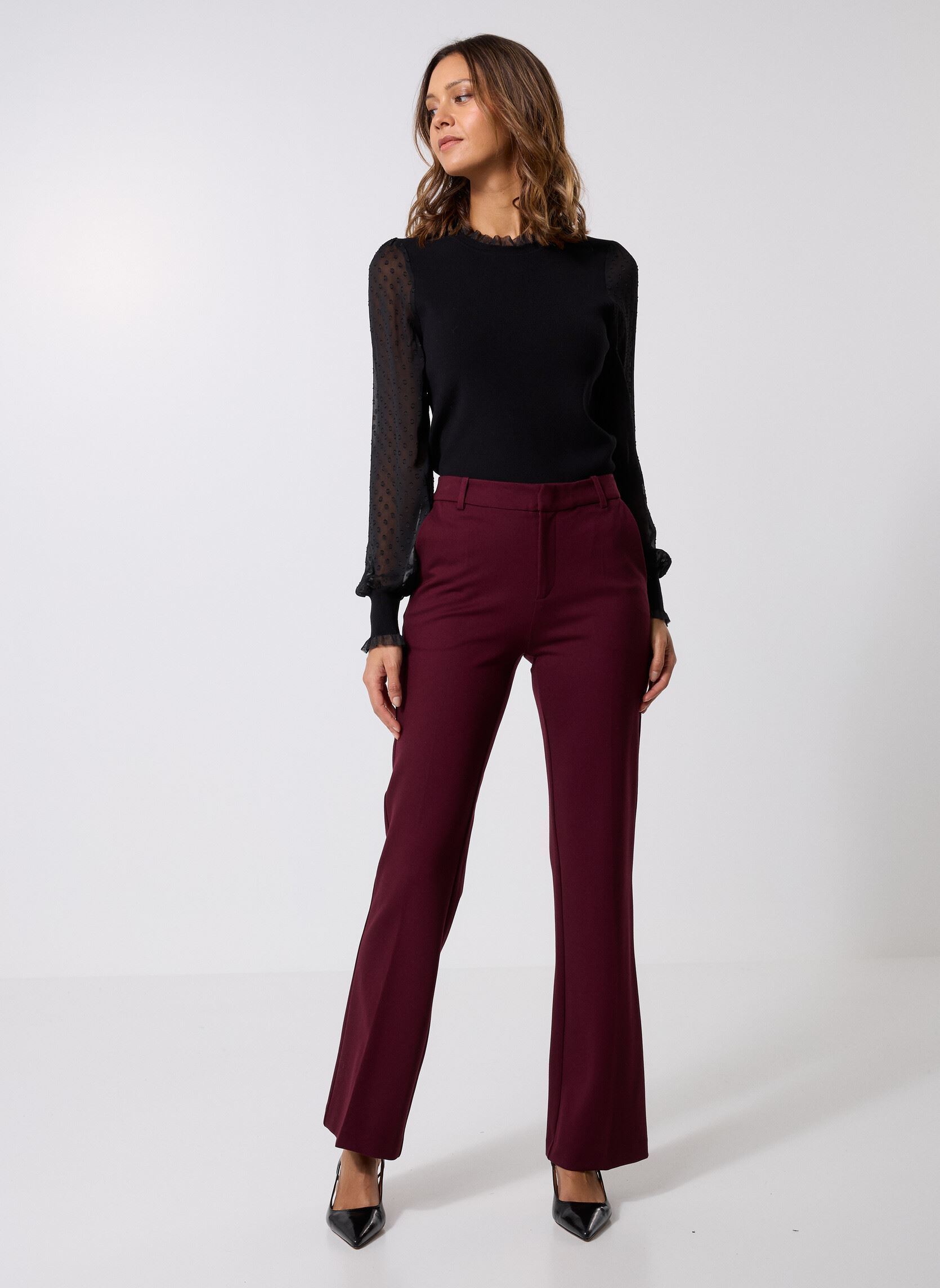 Straight Leg Hosen B222175 damen violett IKKS Women Straight Leg Hosen B222175 damen violett 89-AUBERGINE