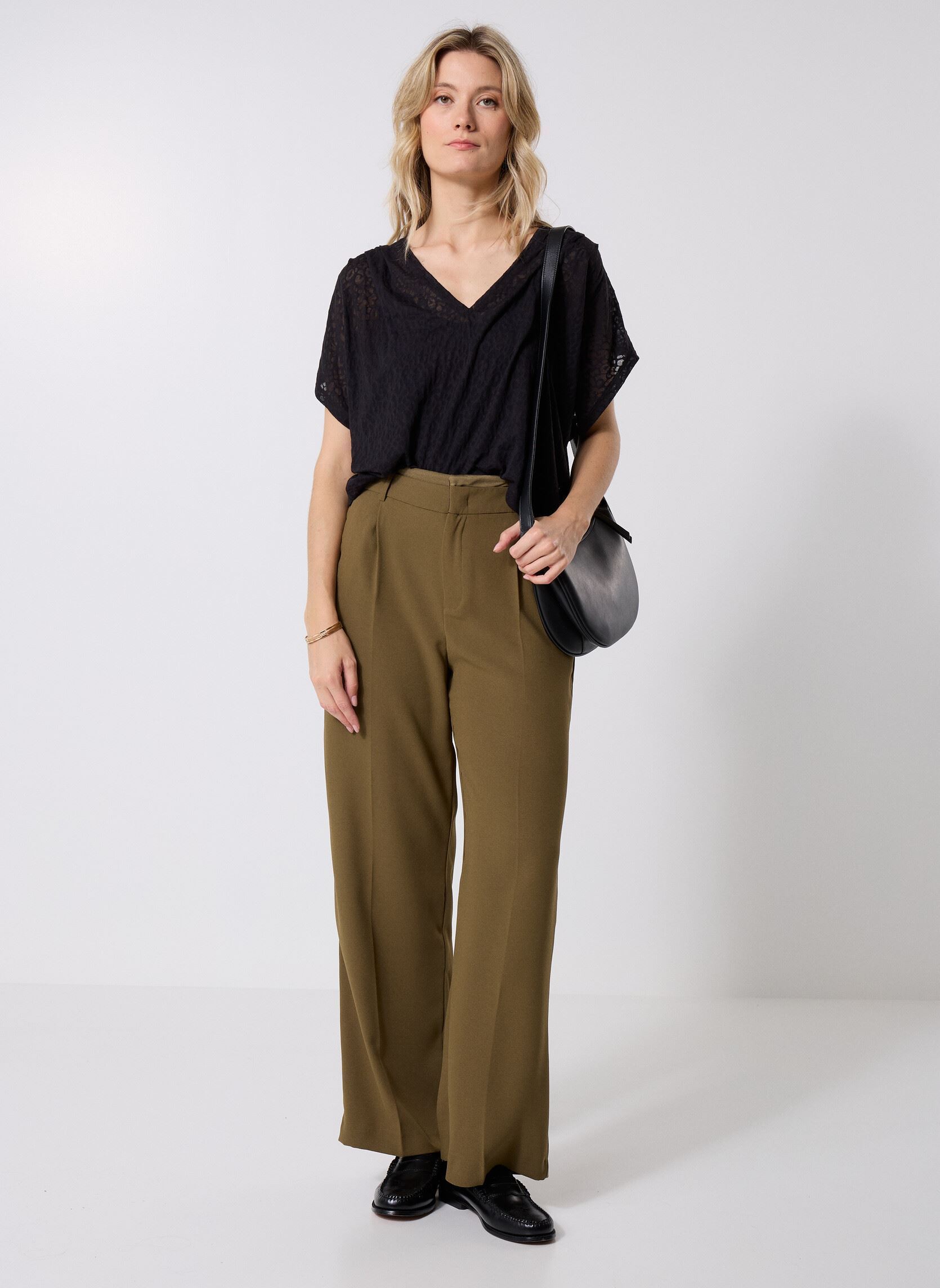 Pantalons larges B222305 femme vert IKKS Women Pantalons larges B222305 femme vert 56-KAKI