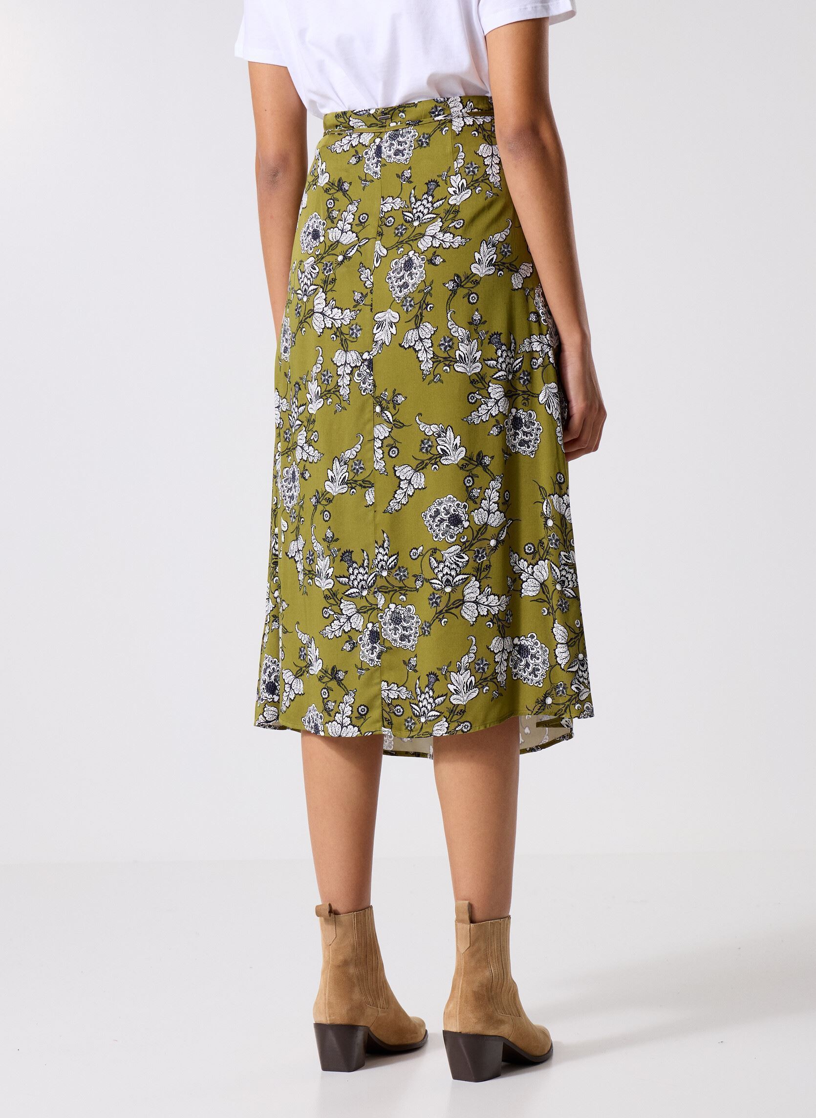 Jupes mi-longues B227025 femme vert IKKS Women Jupes mi-longues B227025 femme vert 52-VERT MOYEN