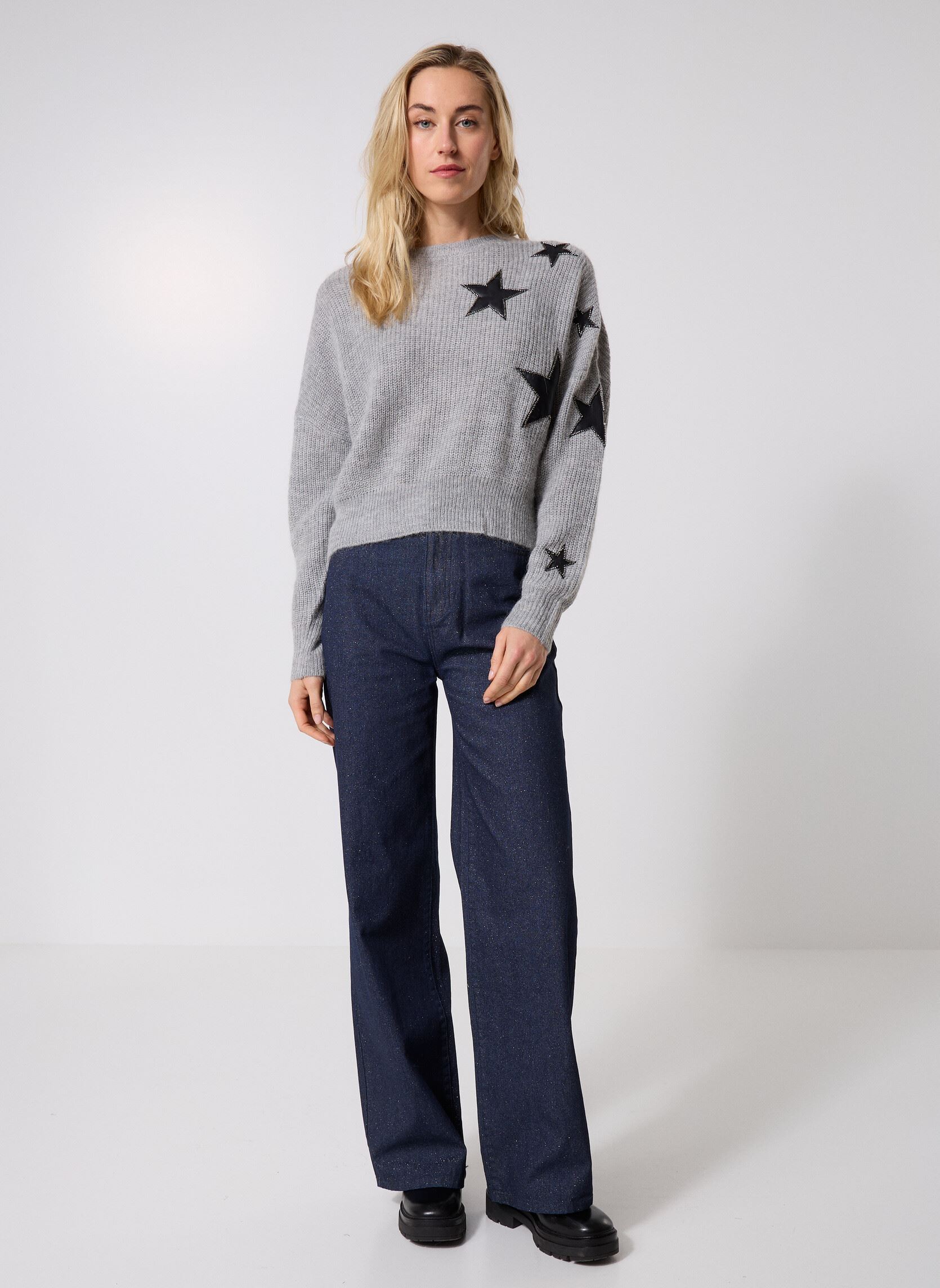 Pulls B218425 femme gris IKKS Women Pulls B218425 femme gris 23-GRIS CHINÉ